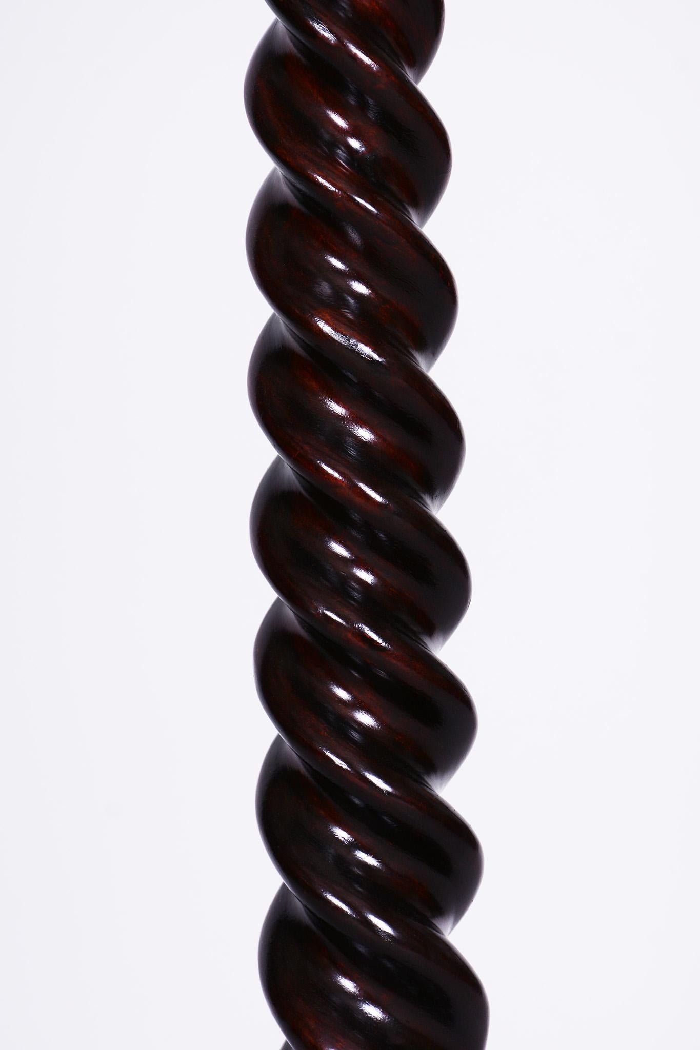 Mid-20th Century Restored Biedermeier Pedestal, Stained Walnut, Revived Polish, Austria, 1840s For Sale