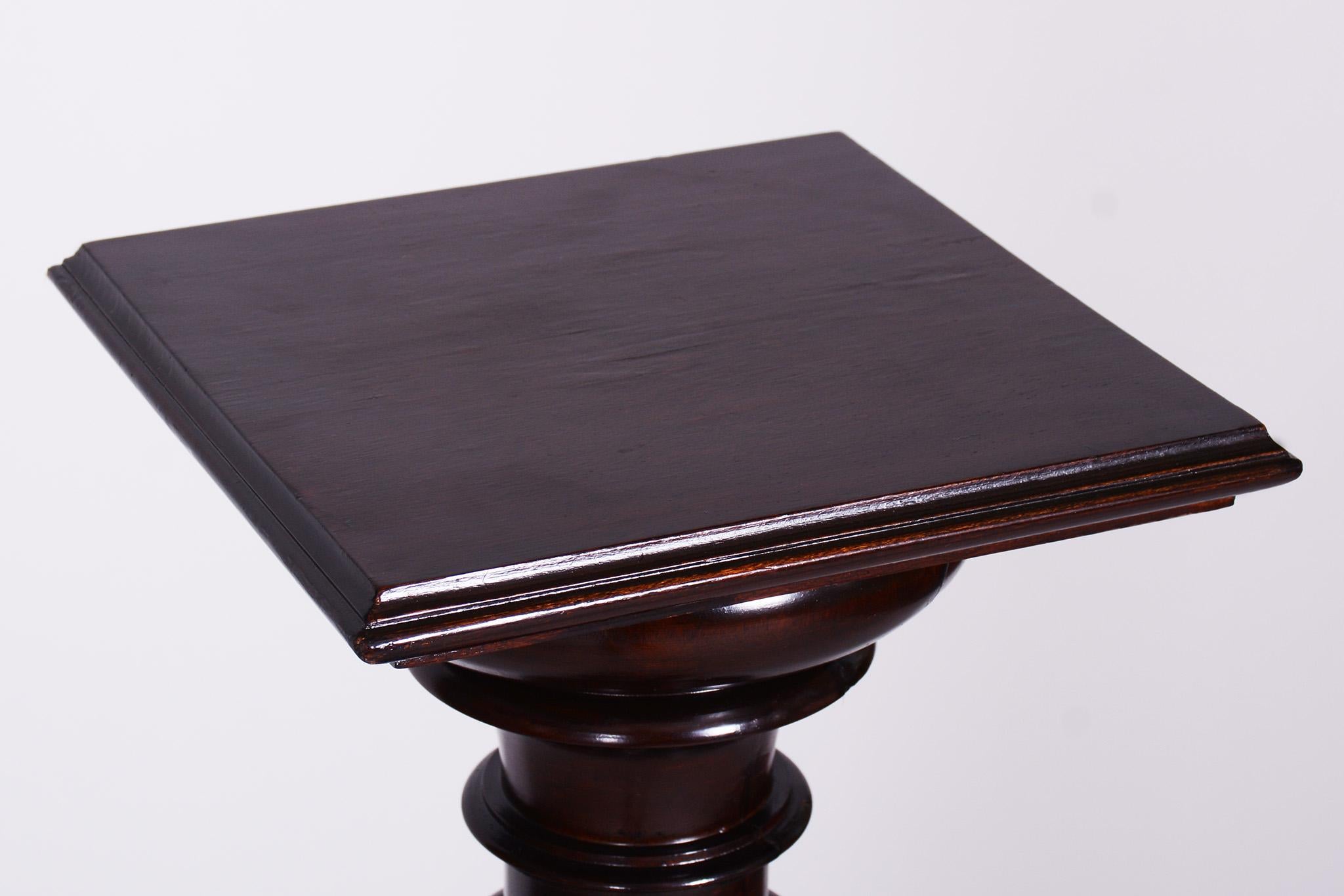 Restored Biedermeier Pedestal, Stained Walnut, Revived Polish, Austria, 1840s For Sale 2