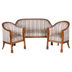 Restauriertes Biedermeier-Sitzmöbel-Set, Birke, Originalpolsterung, Österreich, 1830er Jahre