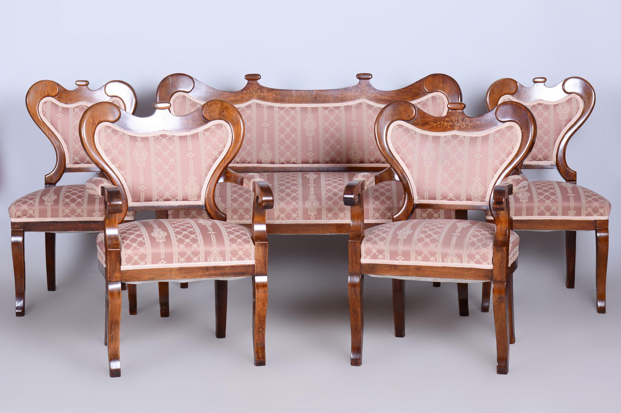Ensemble de sièges Biedermeier restauré, Oak Oak Walnut, Stable Constructon, Autriche, 1840s en vente 13