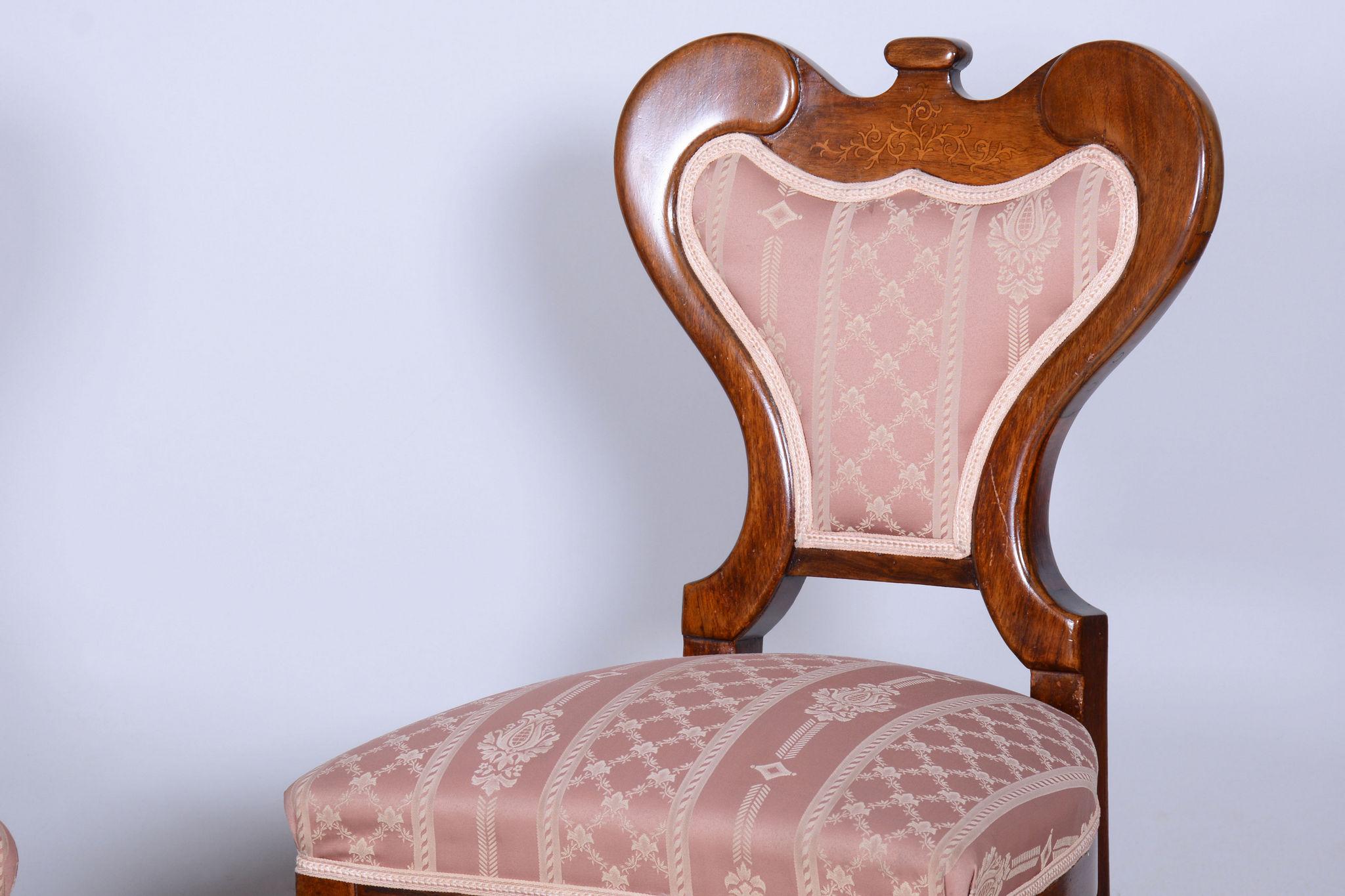 Fabric Restored Biedermeier Seating Set, Oak Walnut, Stable Constructon, Austria, 1840s For Sale