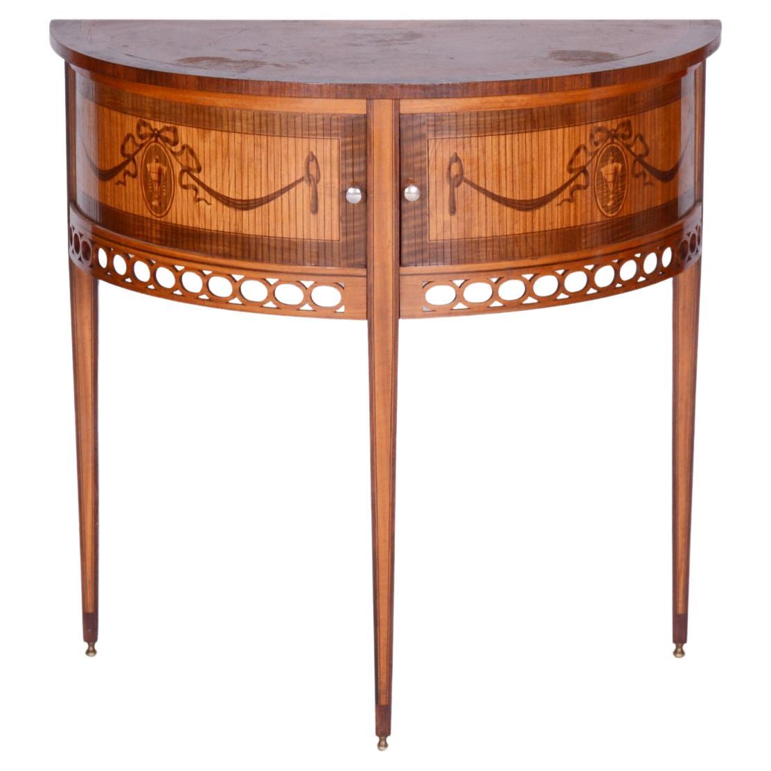 Restored Biedermeier Side Table, Walnut, Maple, Unique Marquetry, France, 1850s
