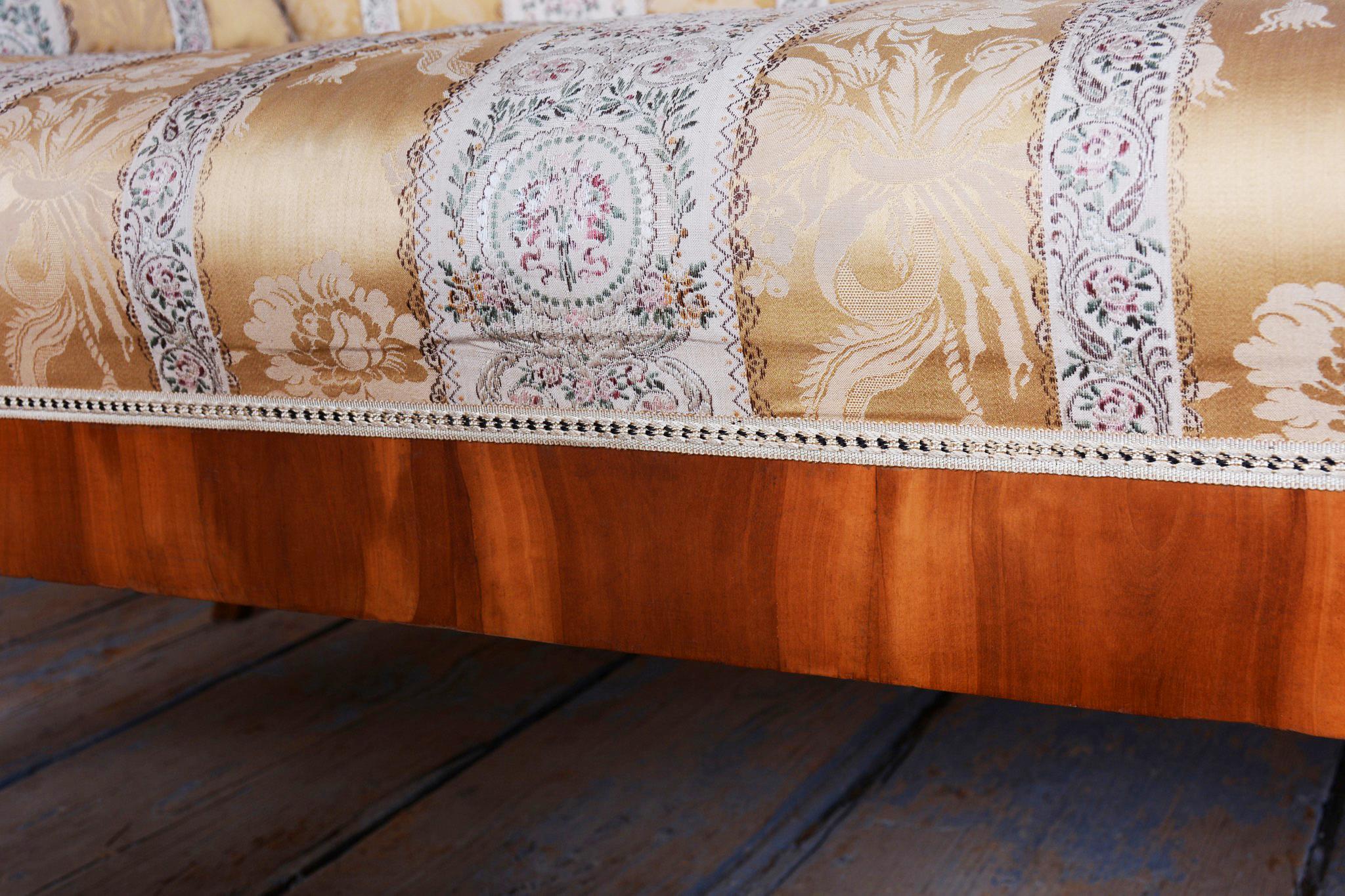 Fabric Restored Biedermeier Sofa, by Josef Danhauser, Cherry Wood, Austria, 1820s For Sale