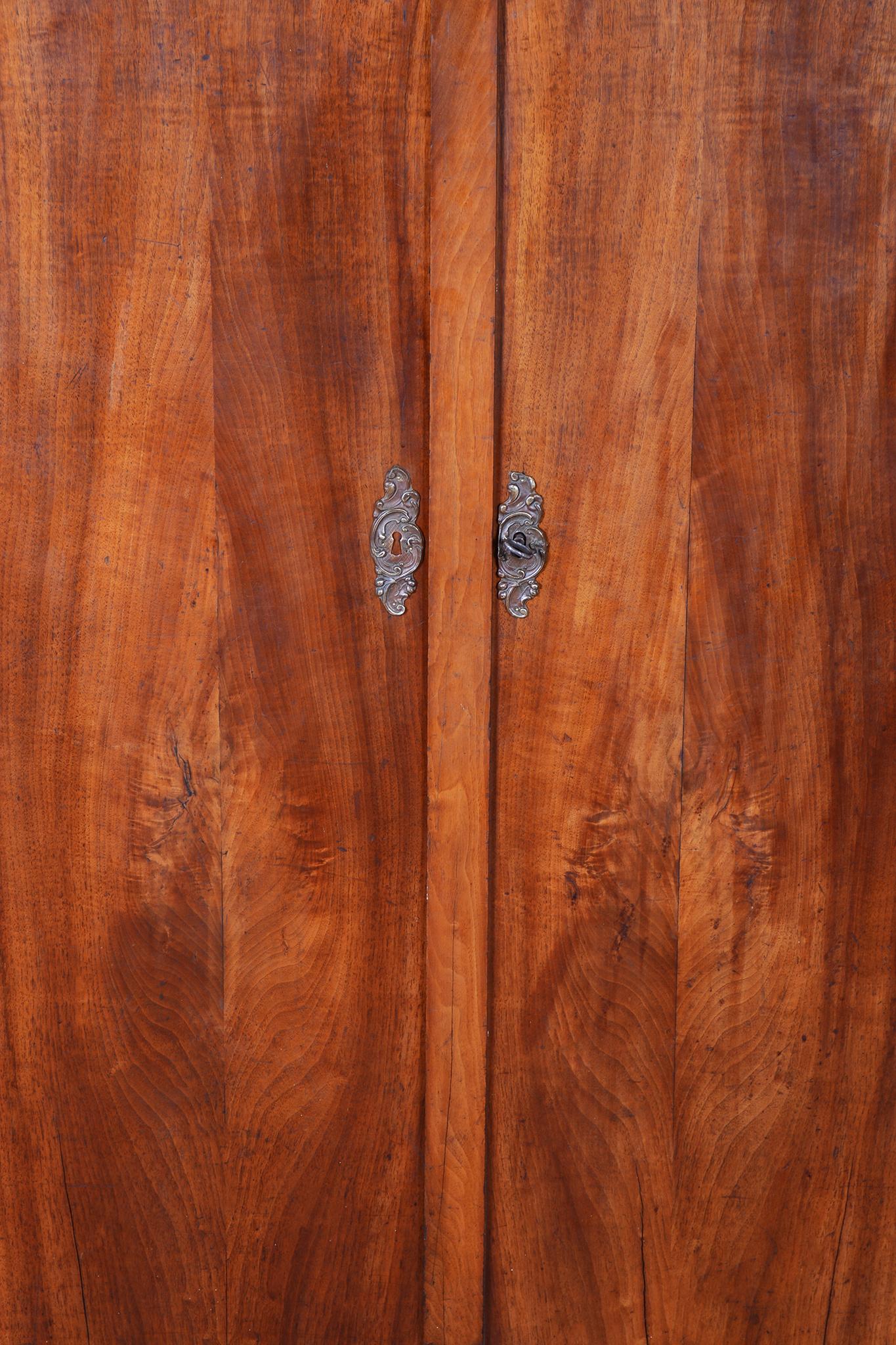 Laque Armoire Biedermeier restaurée à deux portes, noyer, ravivé polonais, tchèque, années 1830 en vente