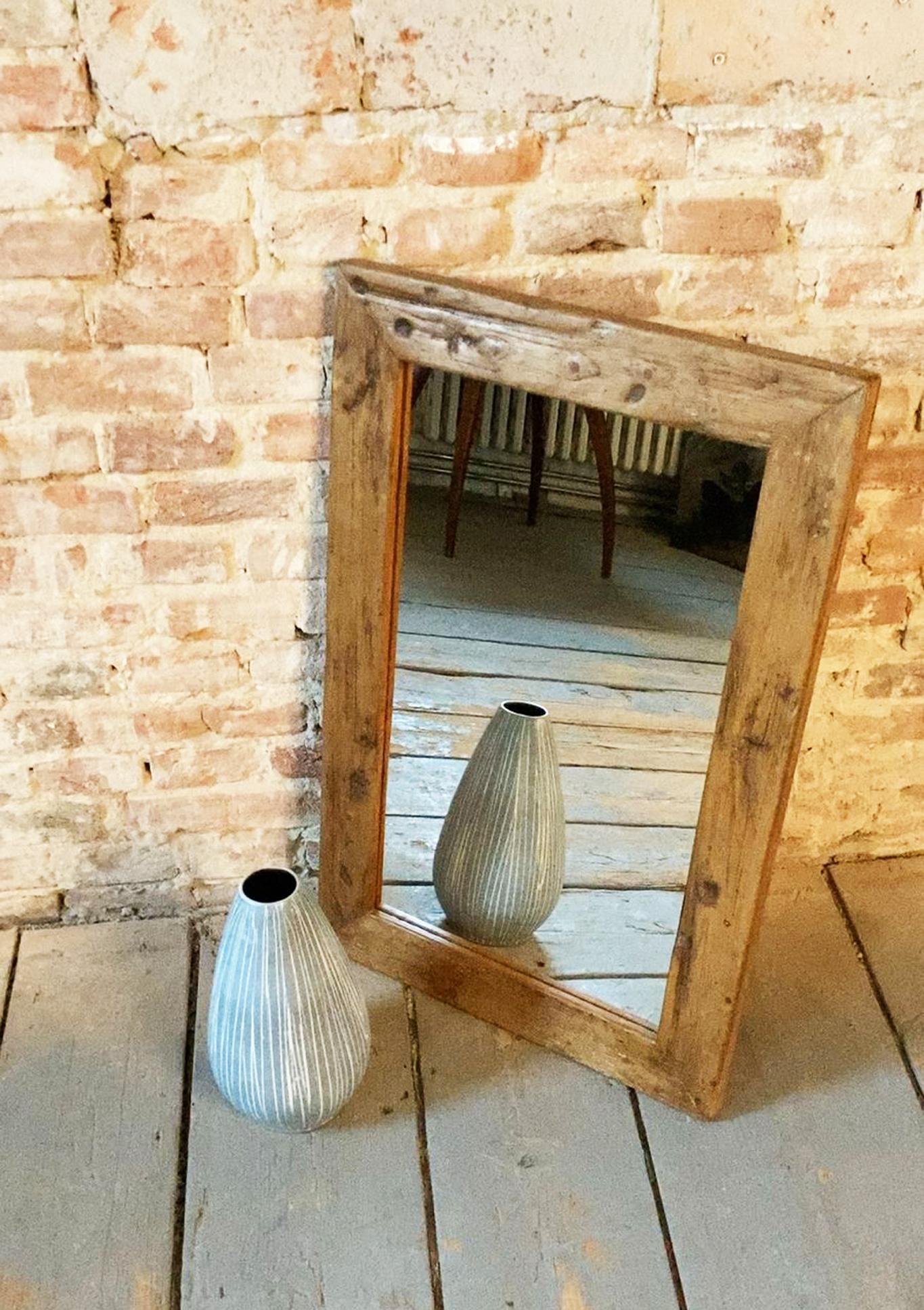 Restored Biedermeier Wall Mirror, Pine Wood, Revived Polish, Czech, 1870s For Sale 5