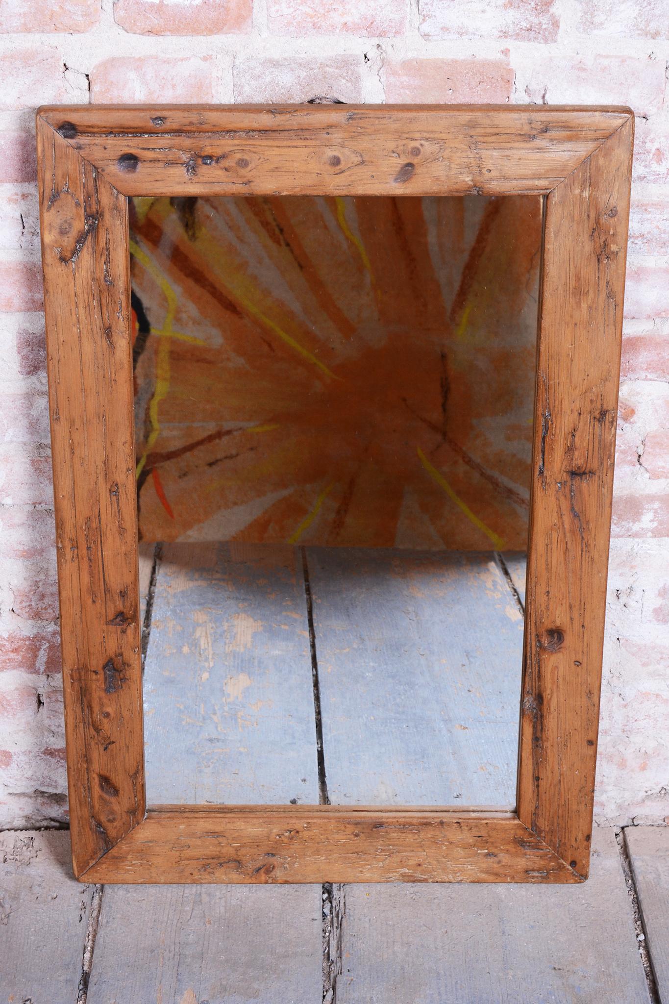 Restored Biedermeier Wall Mirror, Pine Wood, Revived Polish, Czech, 1870s In Good Condition For Sale In Brandys nad Labem, Středočeský kraj