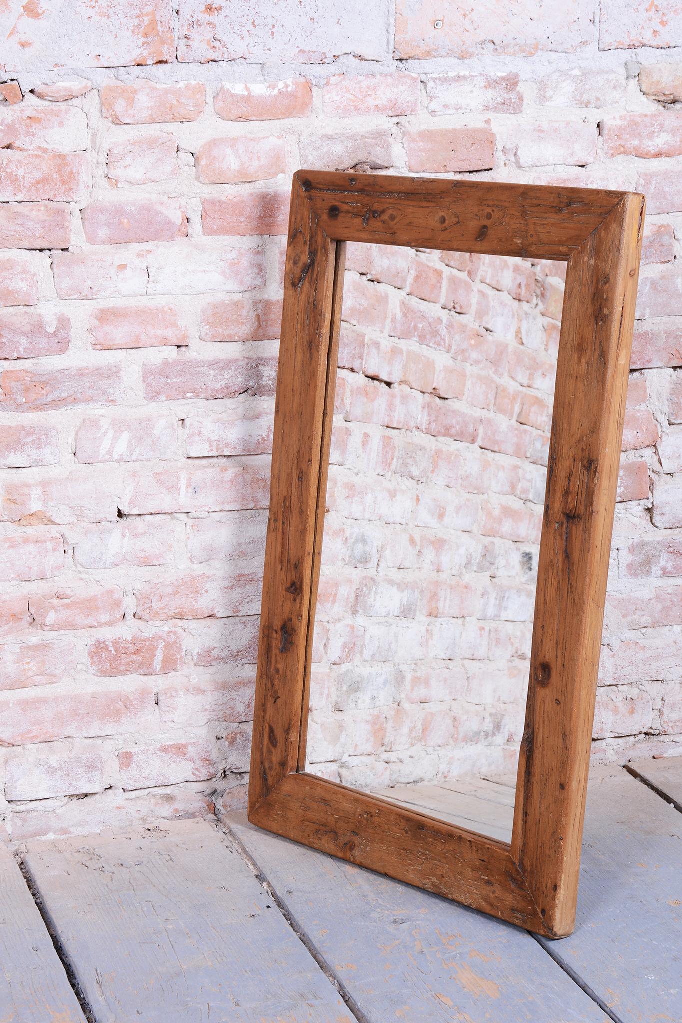 Late 19th Century Restored Biedermeier Wall Mirror, Pine Wood, Revived Polish, Czech, 1870s For Sale