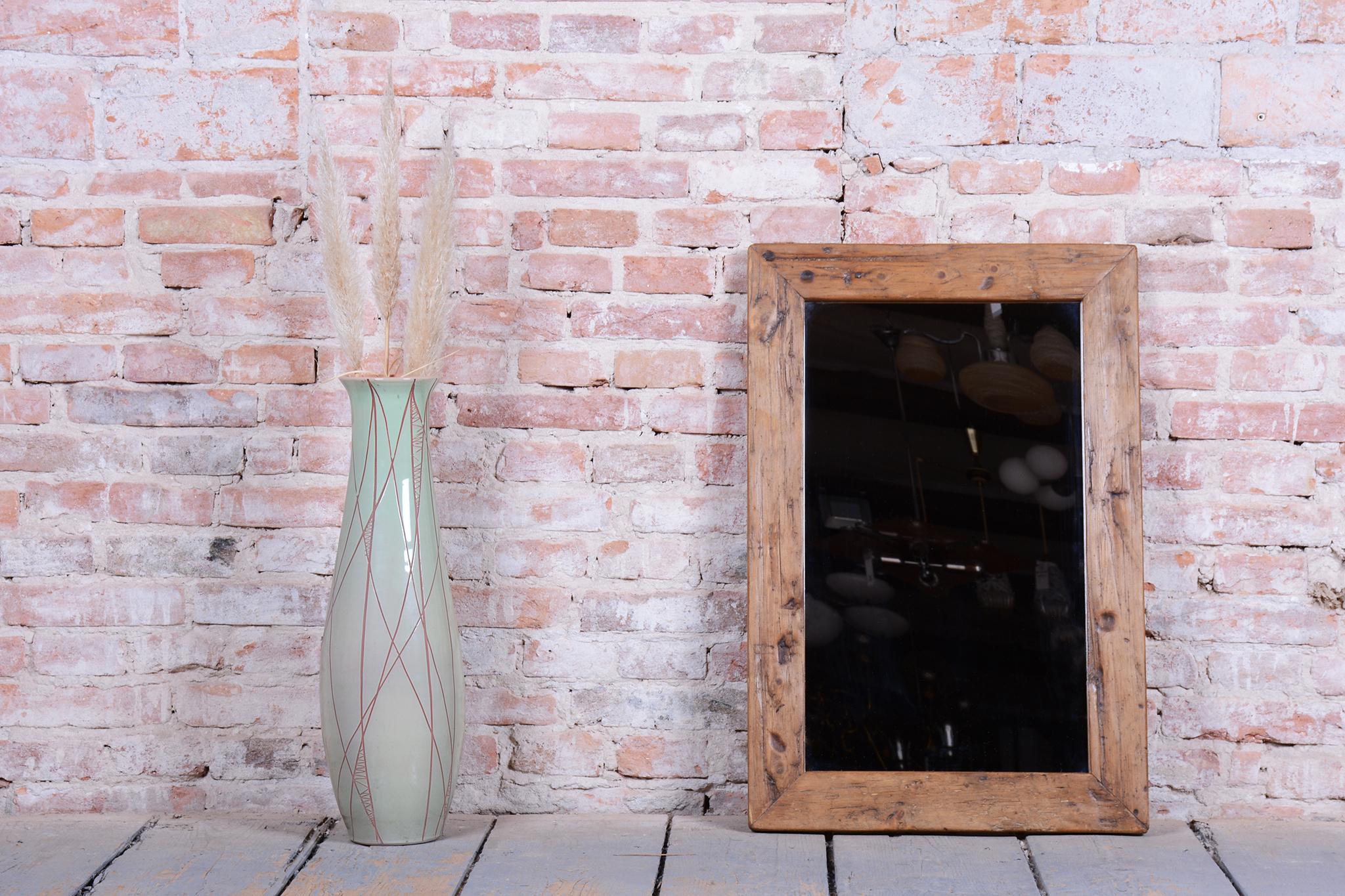Restored Biedermeier Wall Mirror, Pine Wood, Revived Polish, Czech, 1870s For Sale 1