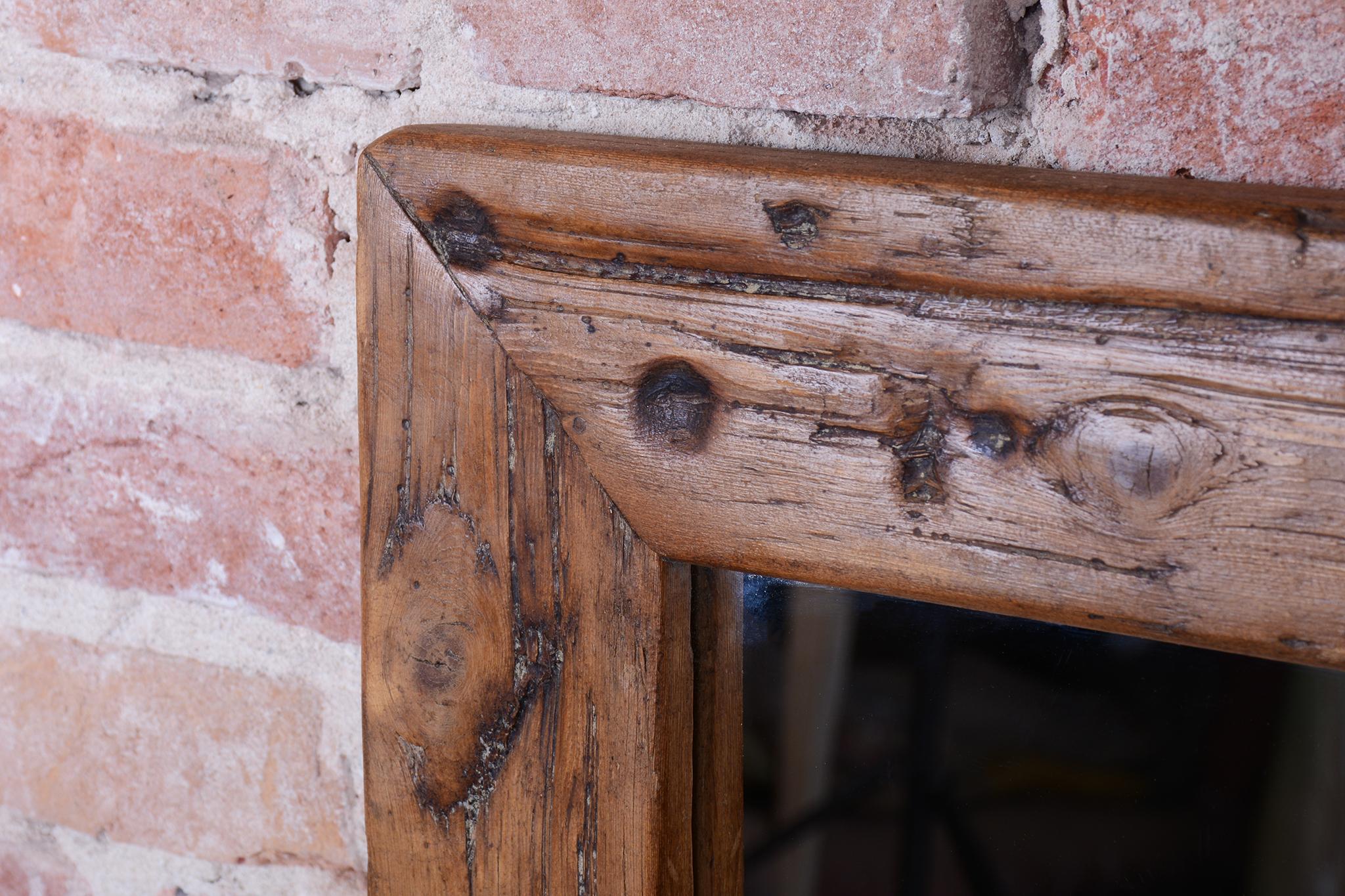 Restored Biedermeier Wall Mirror, Pine Wood, Revived Polish, Czech, 1870s For Sale 2