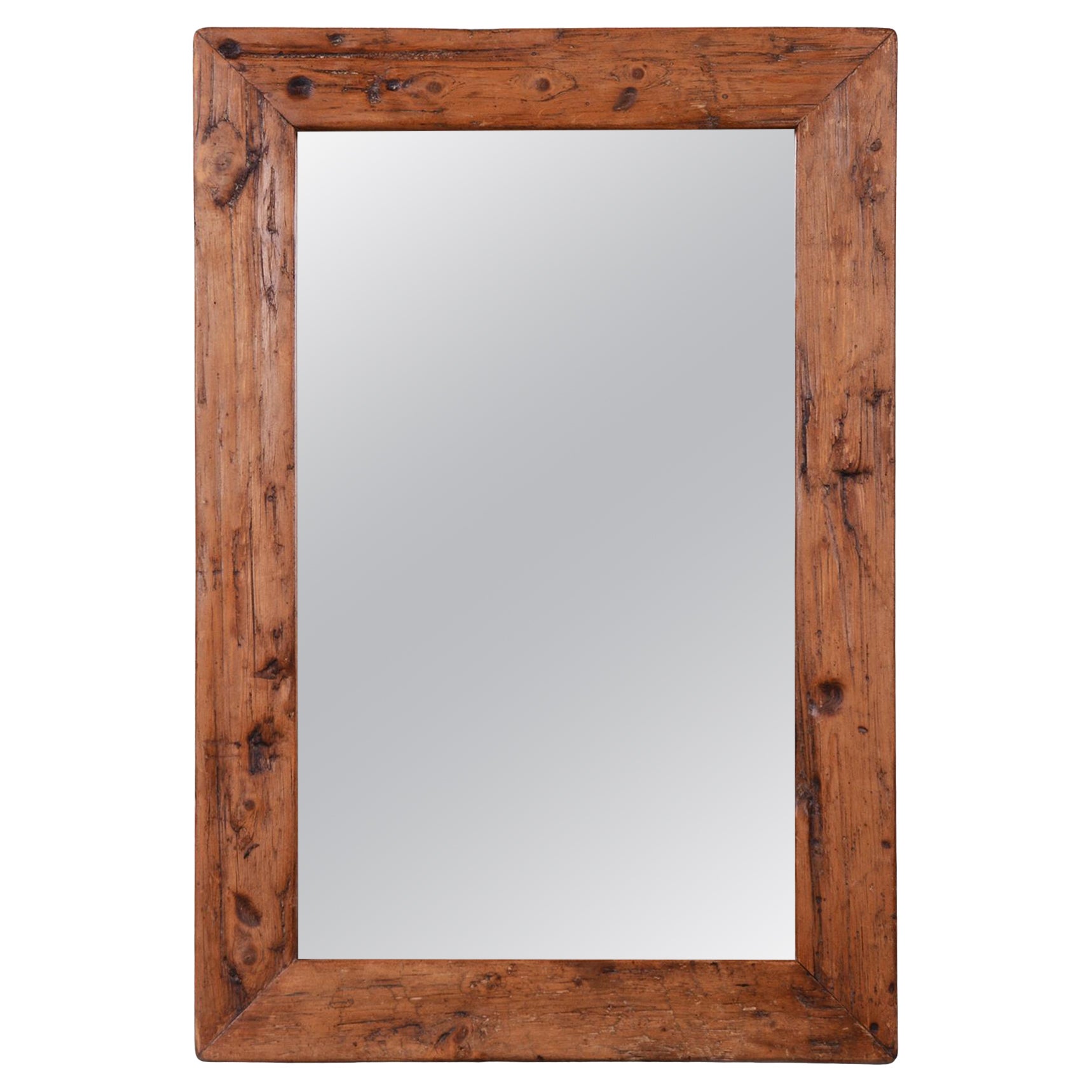 Restored Biedermeier Wall Mirror, Pine Wood, Revived Polish, Czech, 1870s For Sale