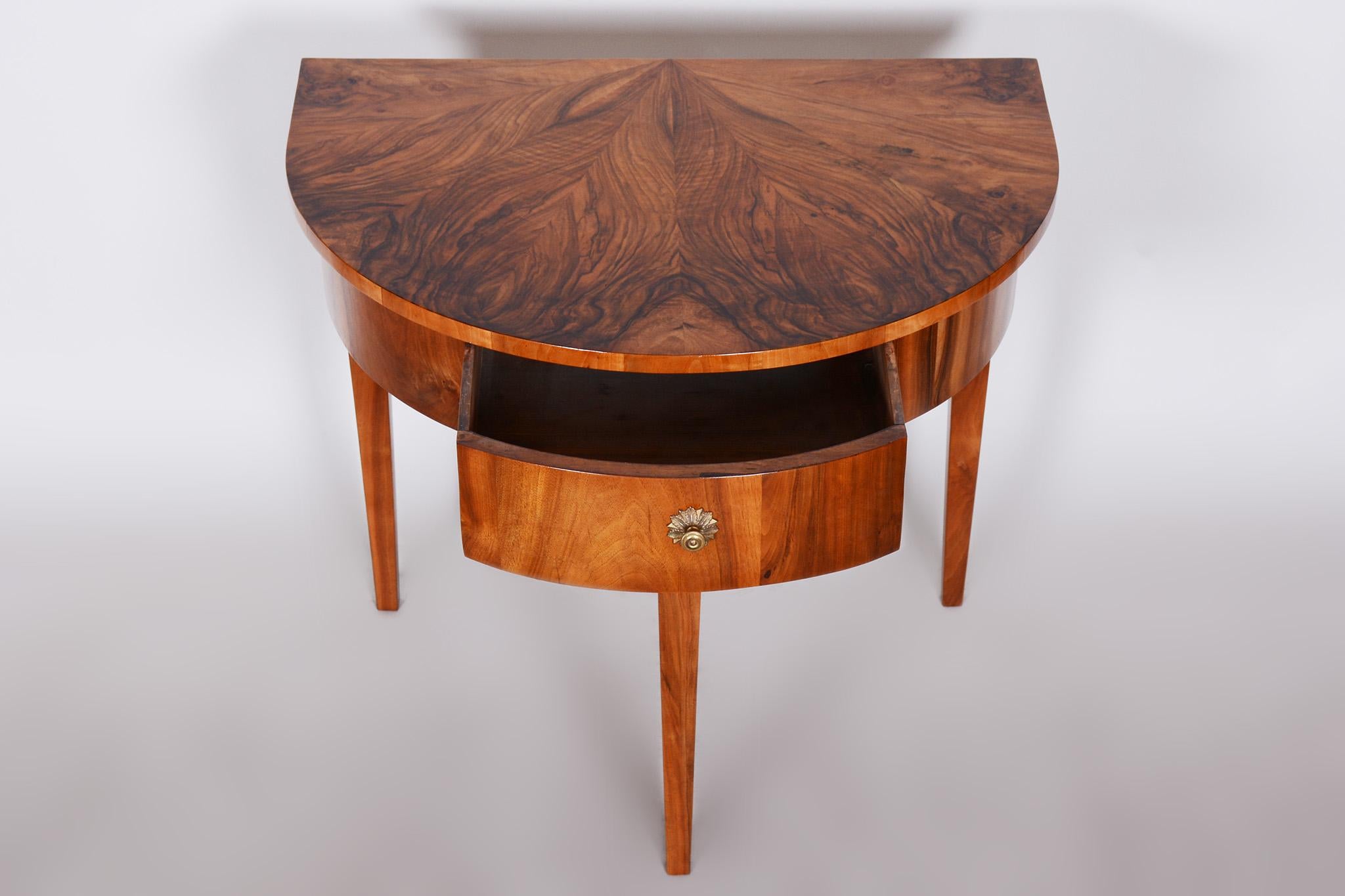 Wood Restored Biedermeier Walnut Side Table, Revived Polish, Czechia, 1820s For Sale
