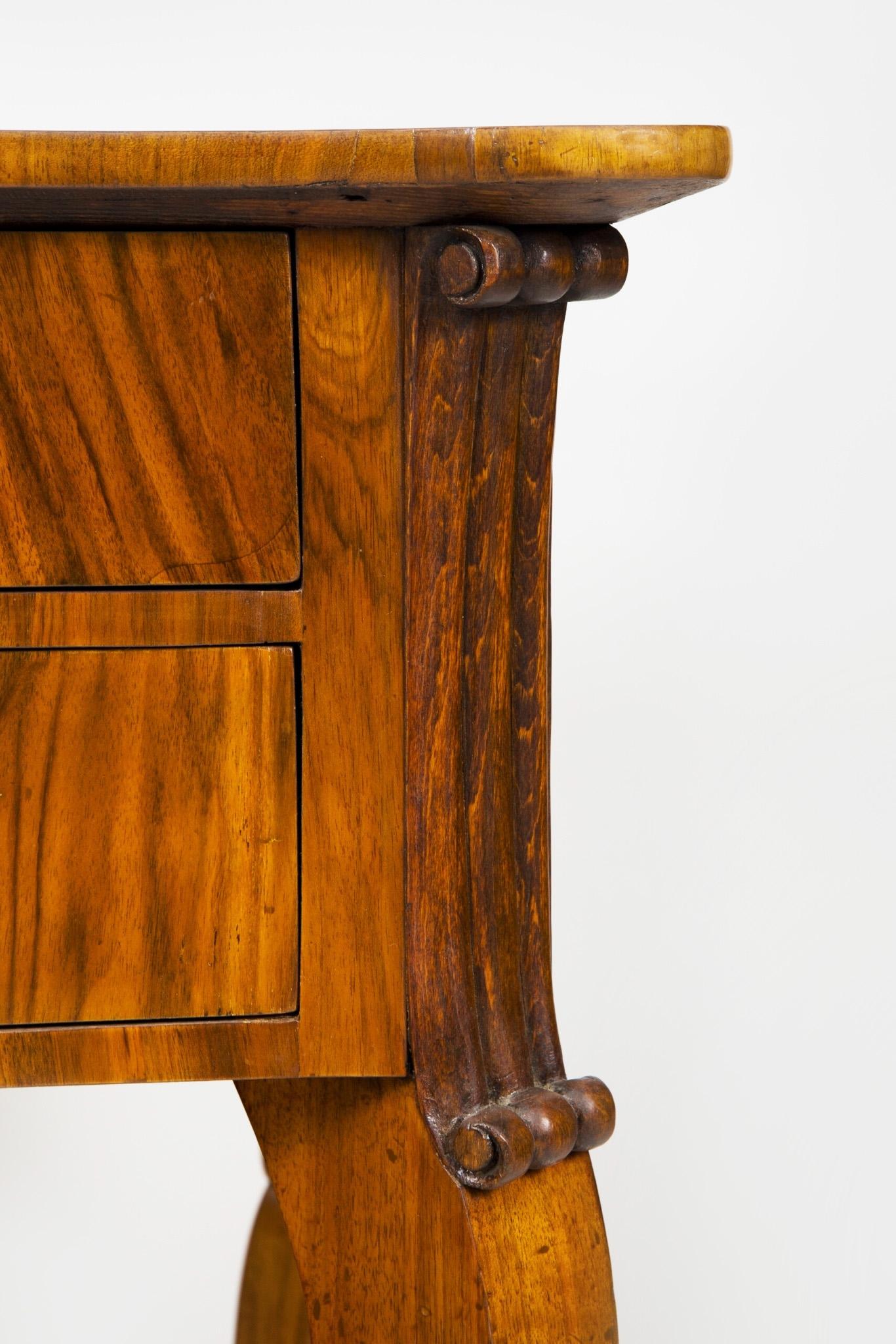 Wood Restored Biedermeier Walnut Writing Desk, Revived Polish, Czech, 1830s For Sale