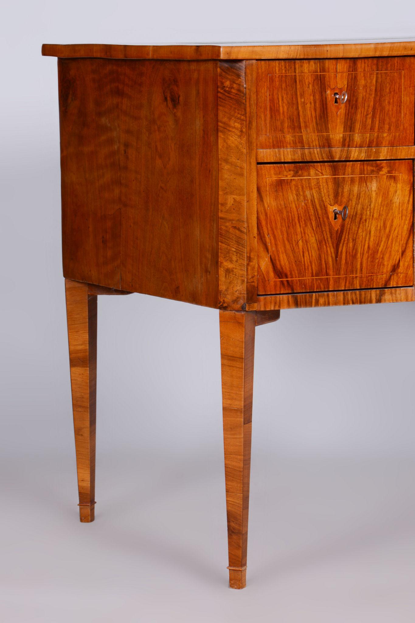 Wood Restored Biedermeier Walnut Writing Desk, Revived Polish, Czechia, 1830s For Sale