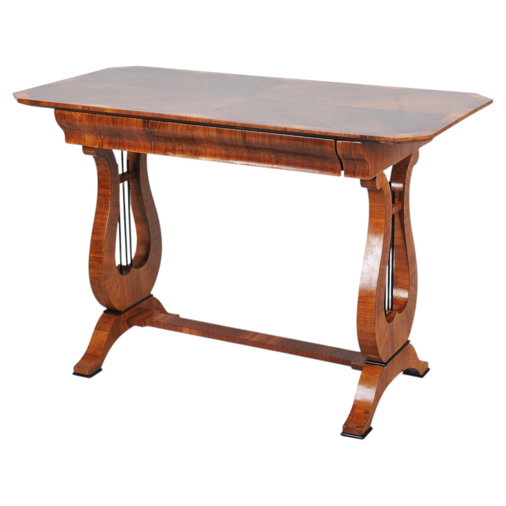 Restored Biedermeier Writing Desk, Walnut, Reived Polish, Austria, 1820s