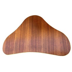 Restored Biomorphic Mahogany Coffee Table w/ Stacked Rattan Legs