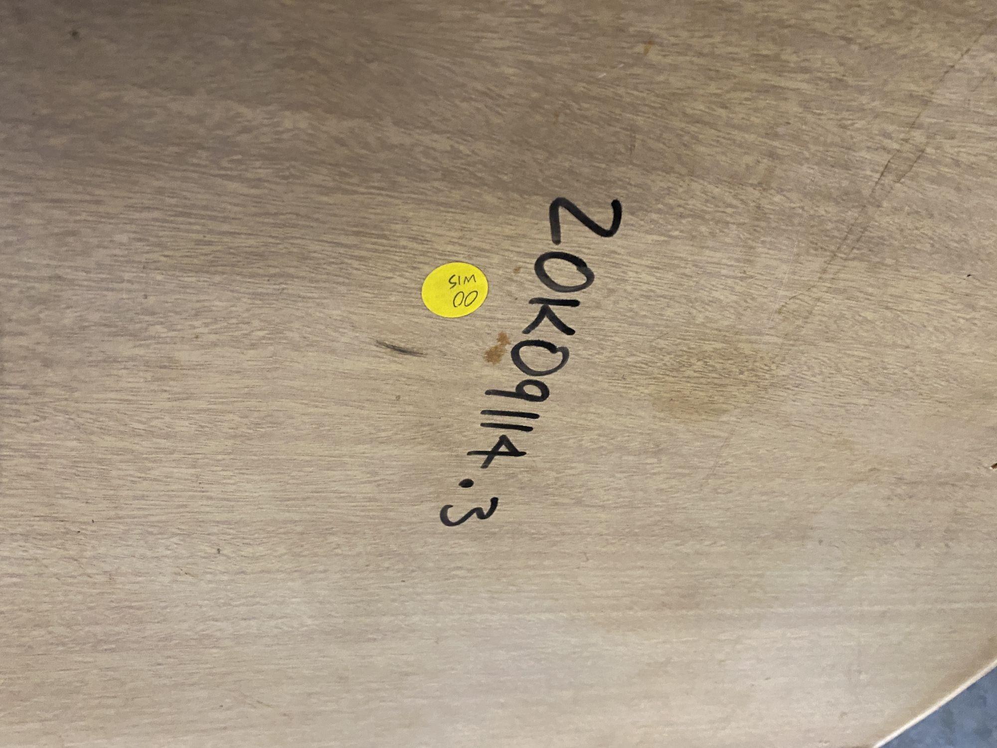 Mid-20th Century Restored Biomorphic Rattan and Mahogany Coffee Table with Vertically Stacked Leg