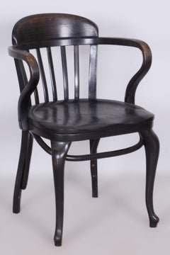 Restored Black ArtDeco Beech Armchair, Thonet Company, Austria, 1920s