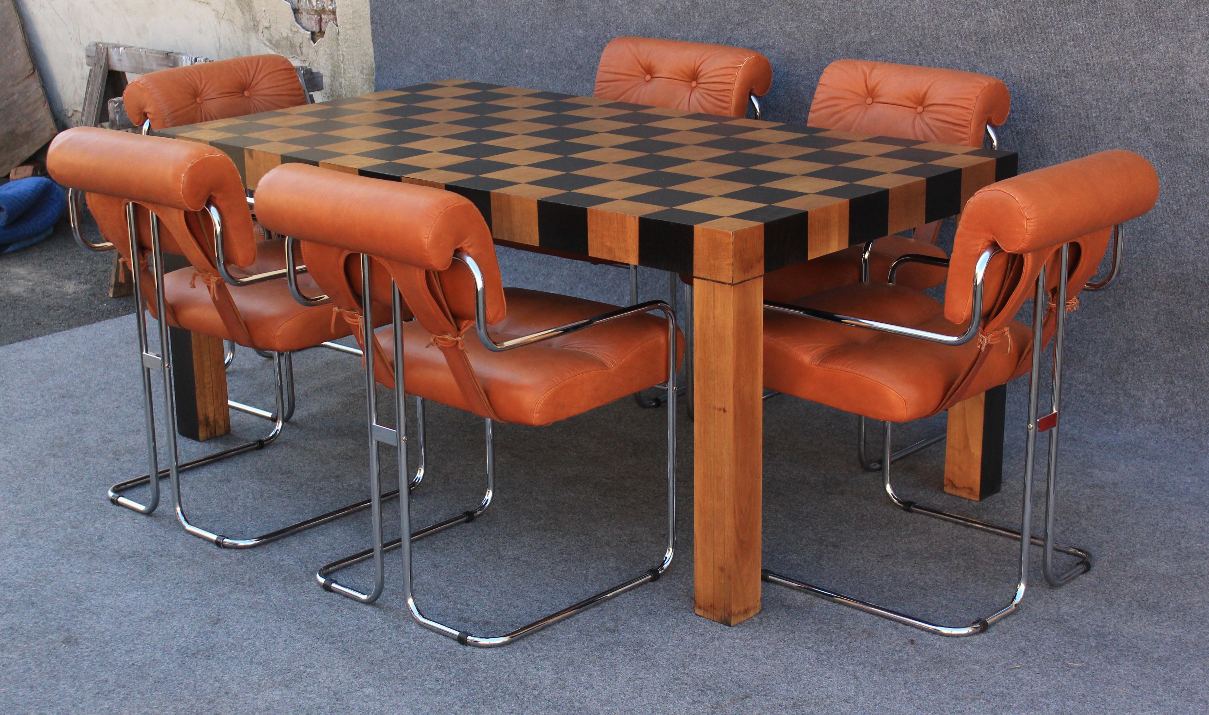 Restored Checkerboard Patchwork Rectangular Table after Milo Baughman with Leaf For Sale 3