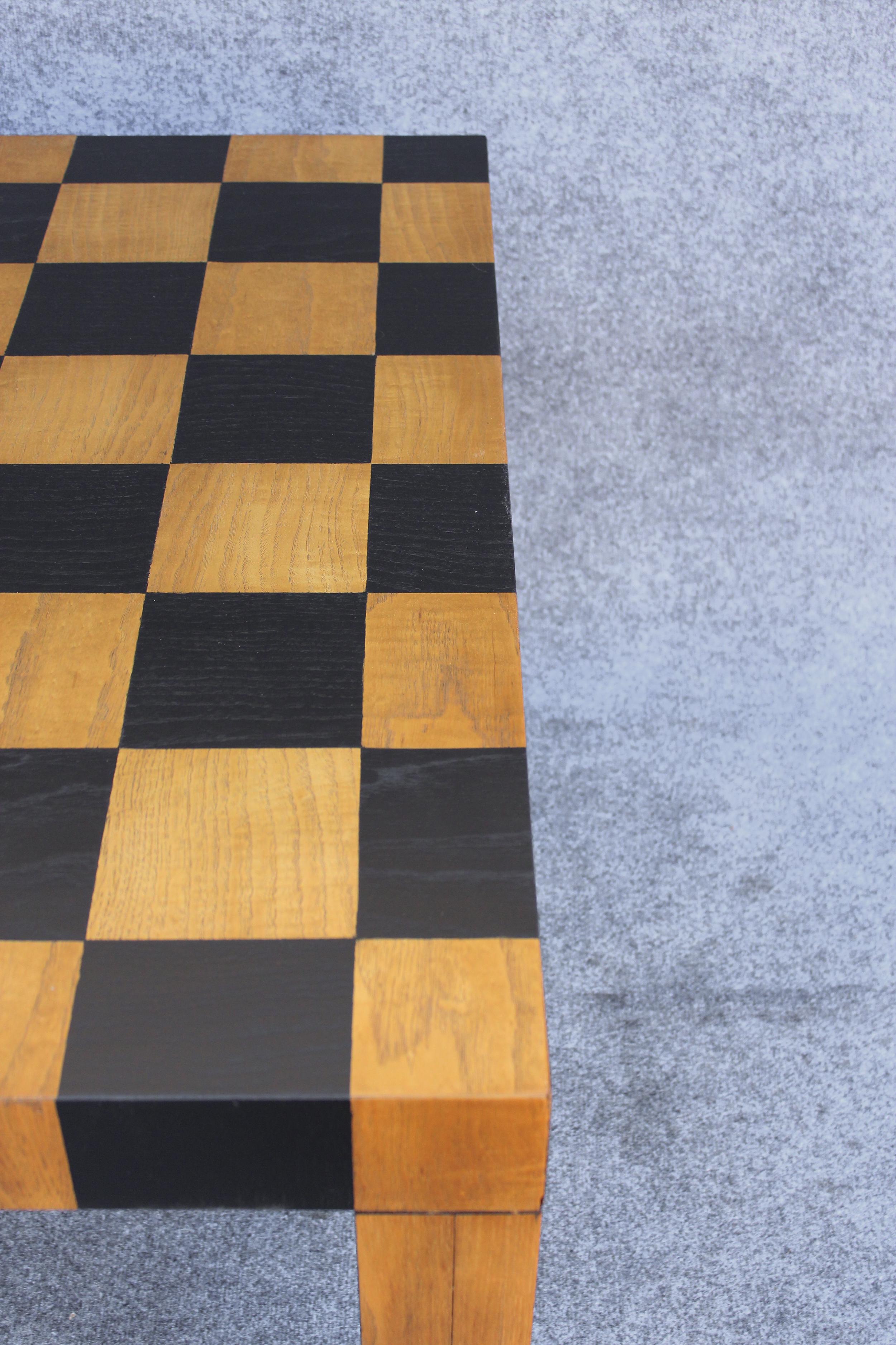 Restored Checkerboard Patchwork Rectangular Table after Milo Baughman with Leaf For Sale 5