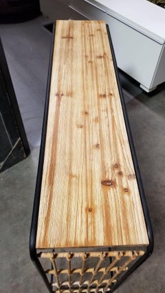 Restored Blonde Wood and Reed Rattan Waterfall Console Table