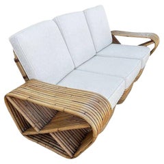 Restored Boutique-made "Big Pappa" 12 Strand Square Pretzel Rattan Sectional Sof