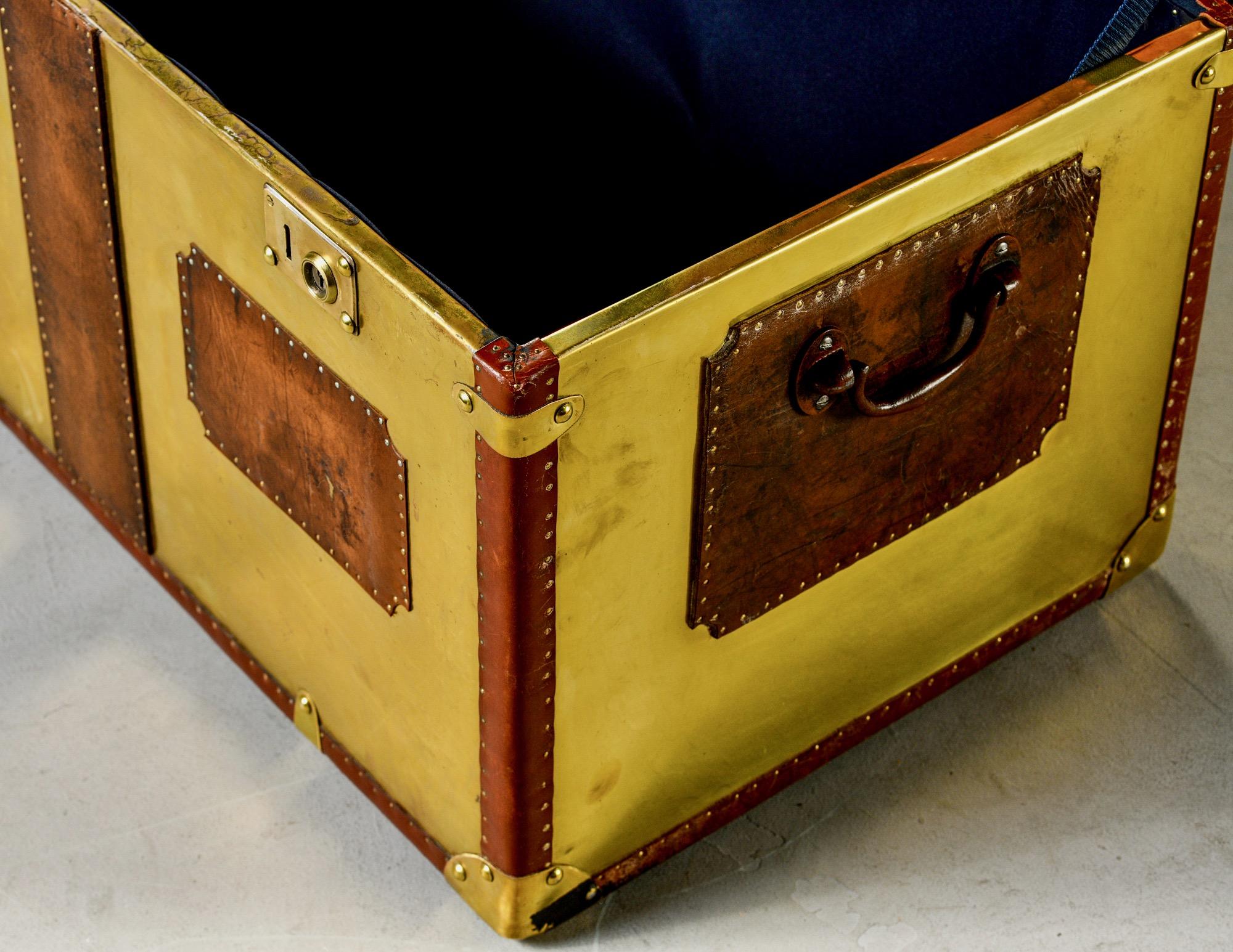 Restored Brass and Leather English Grenadiers Trunk with Regimental Ornaments 7