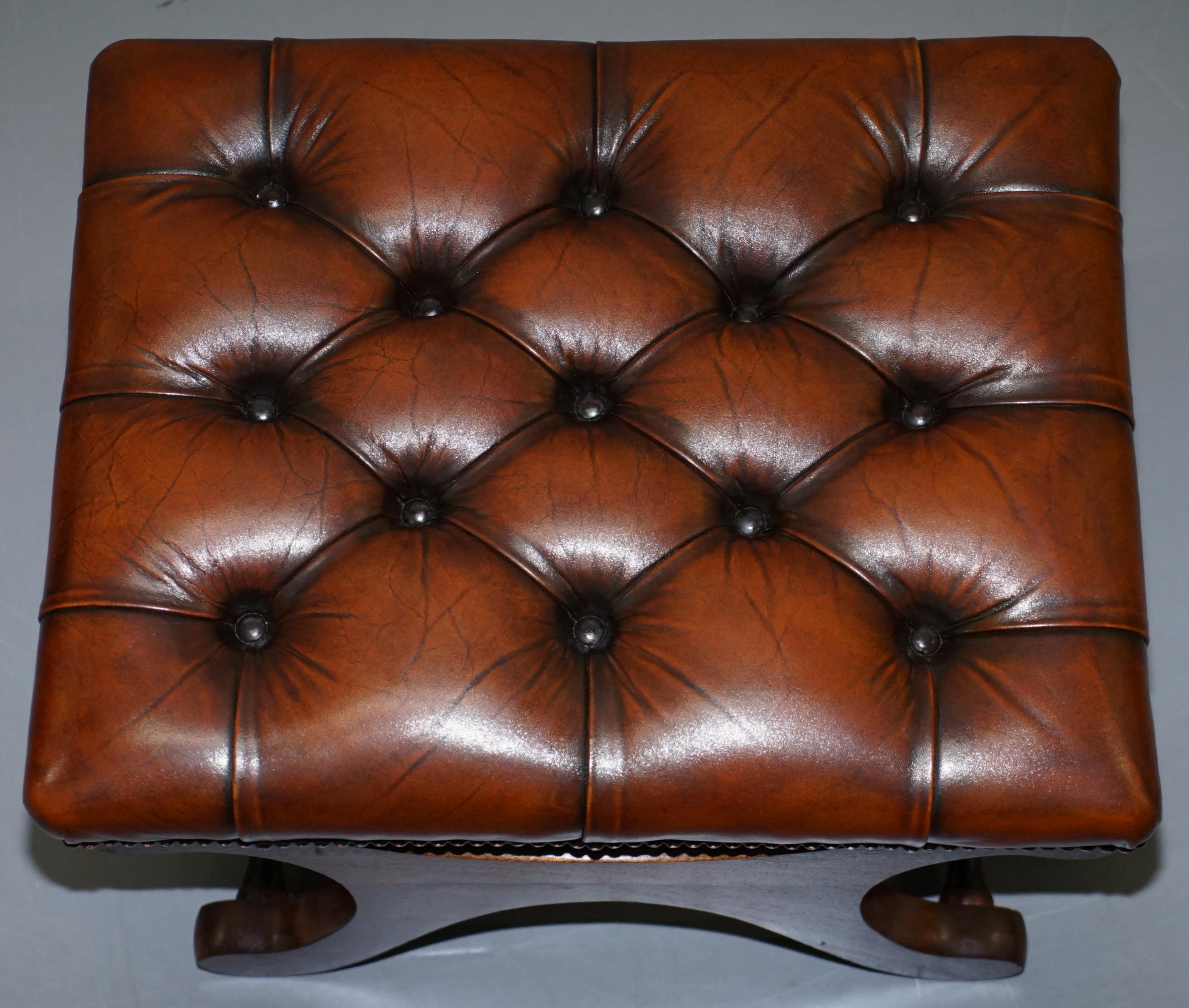 Restored Brown Leather Chesterfield Library Club Wingback Armchair & Sofa Suite 2