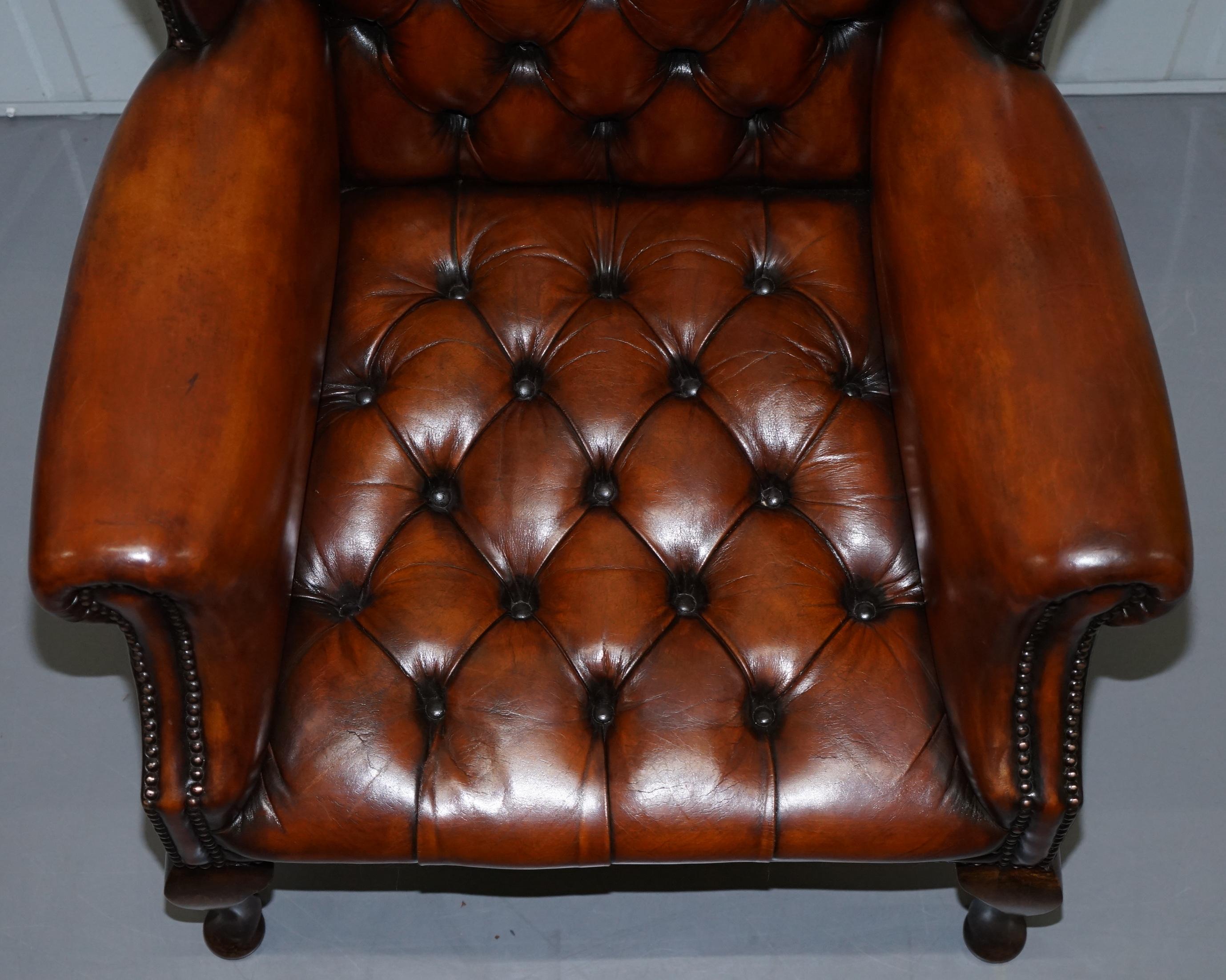 brown leather chesterfield club chair