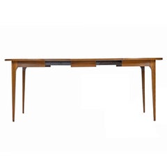 Restored Broyhill Brasilia Extending Walnut Dining Table with Three Leaves