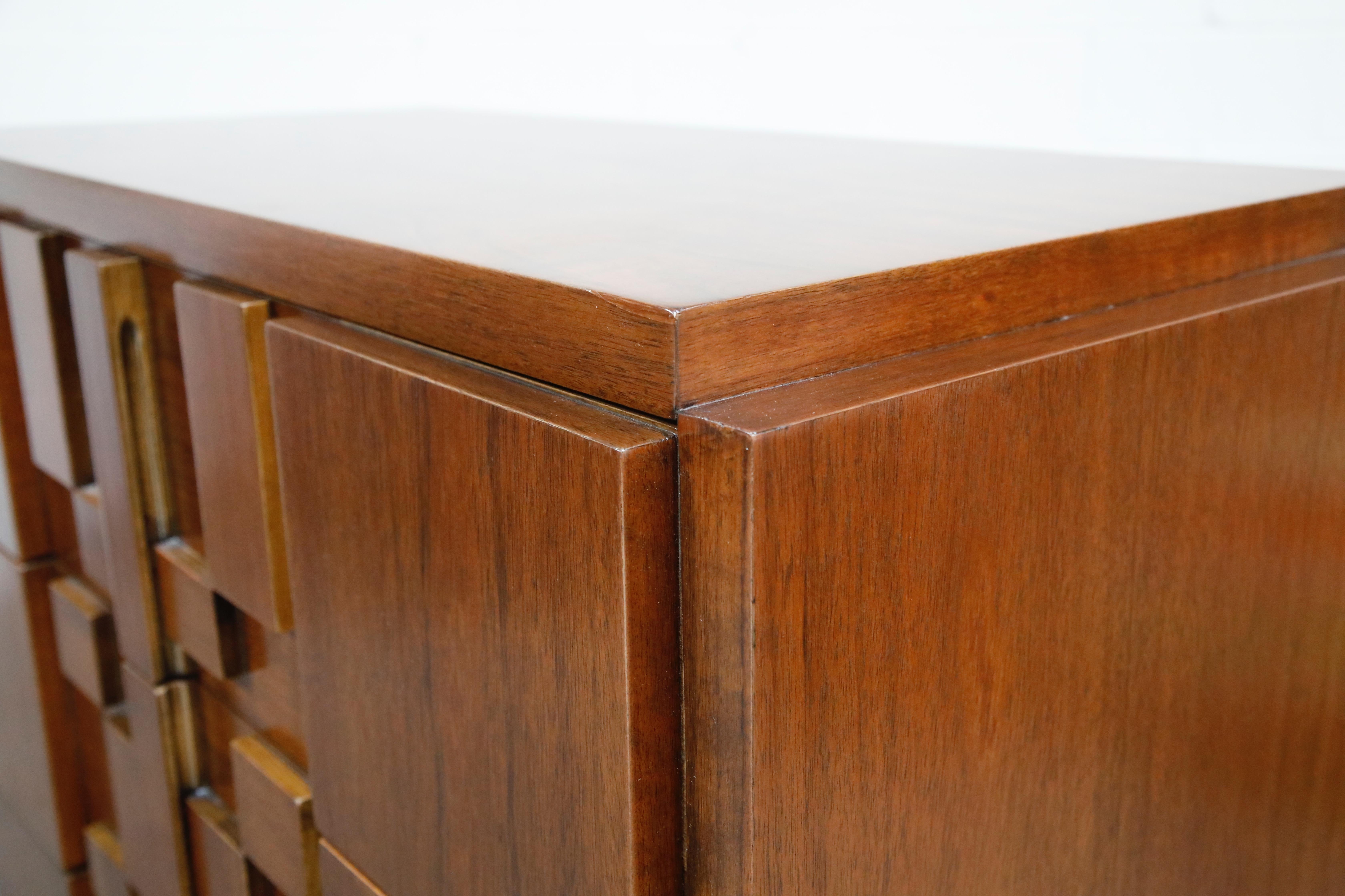 Mid-Century Modern Restored Brutalist Five-Drawer Highboy Dresser by Lane Altavista, 1960s, Signed