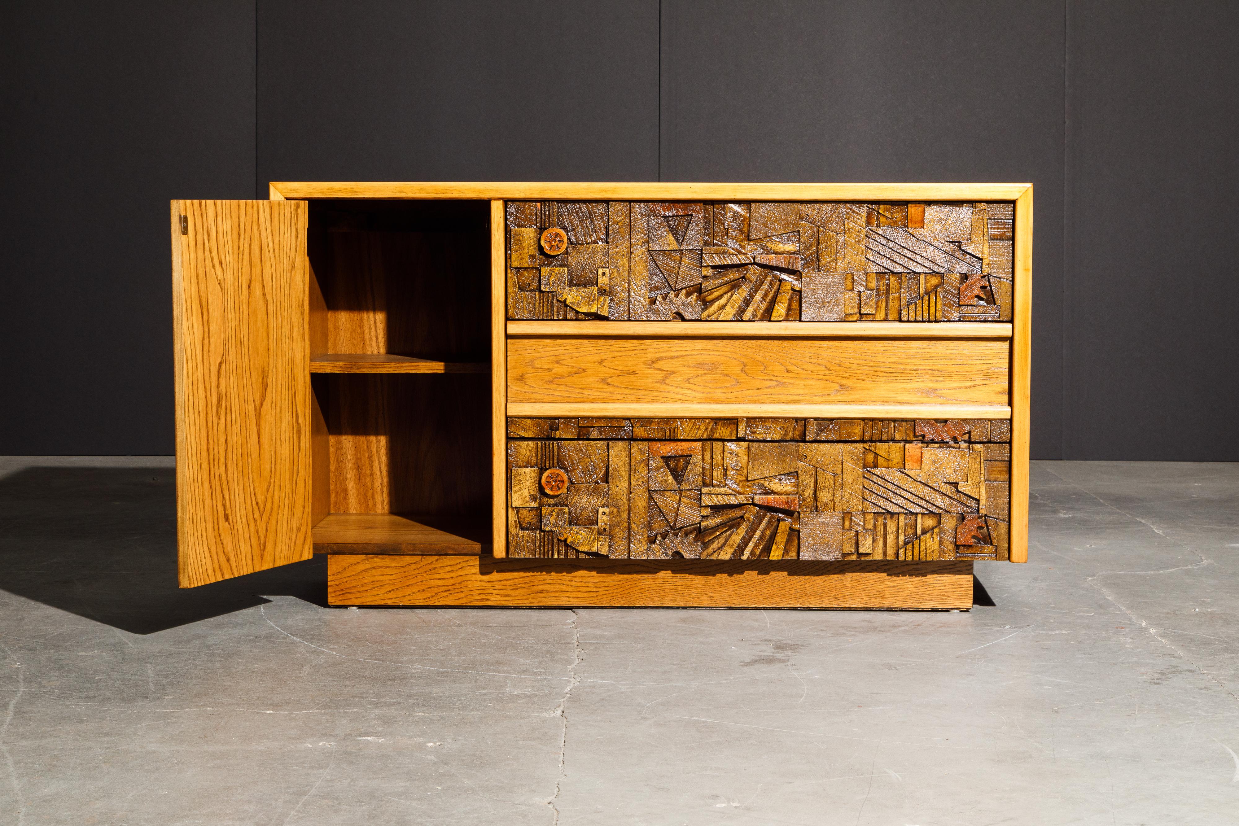 Restored Brutalist Sideboard Credenza Cabinet by Lane Altavista, 1960s, Signed 7