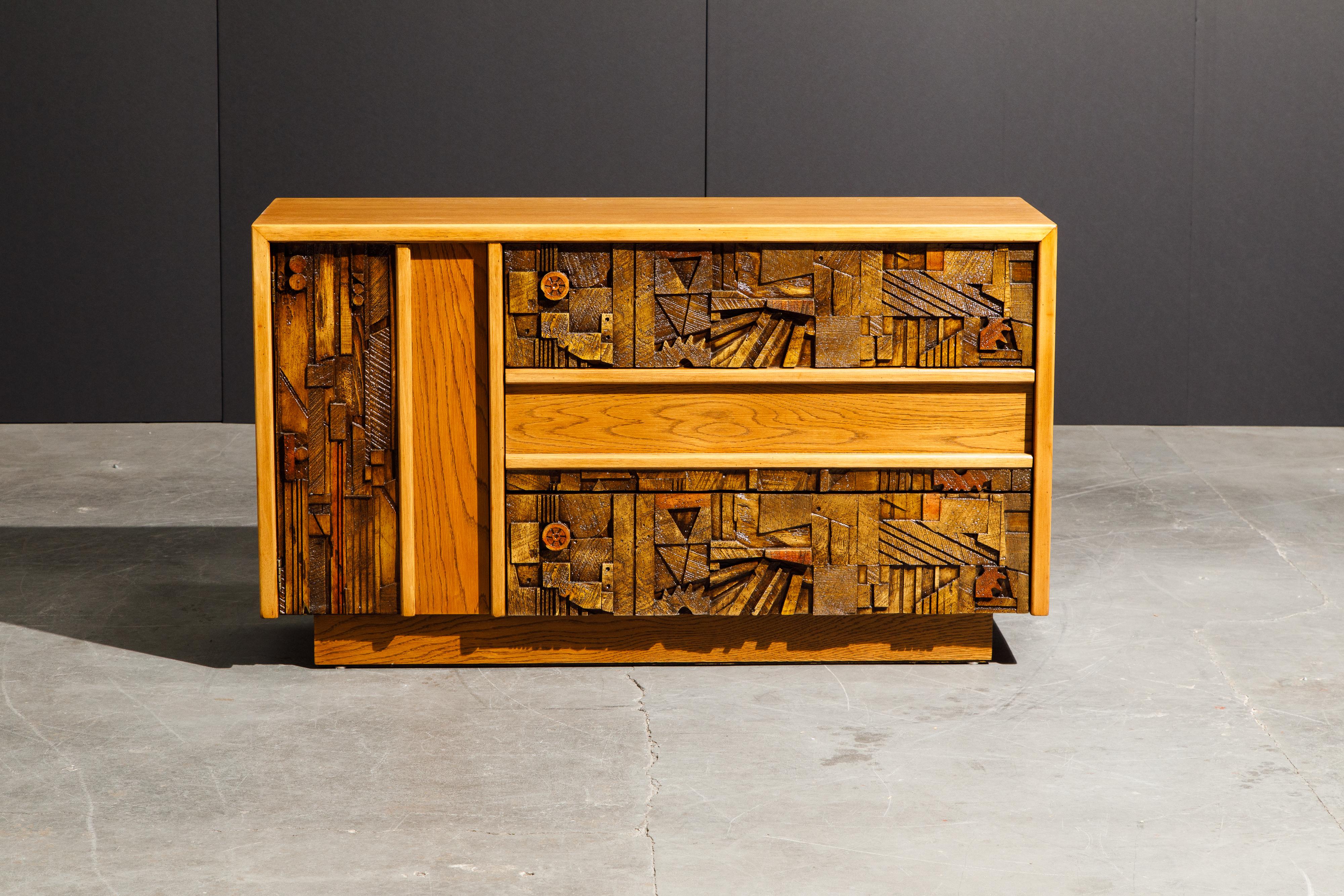 Mid-Century Modern Restored Brutalist Sideboard Credenza Cabinet by Lane Altavista, 1960s, Signed