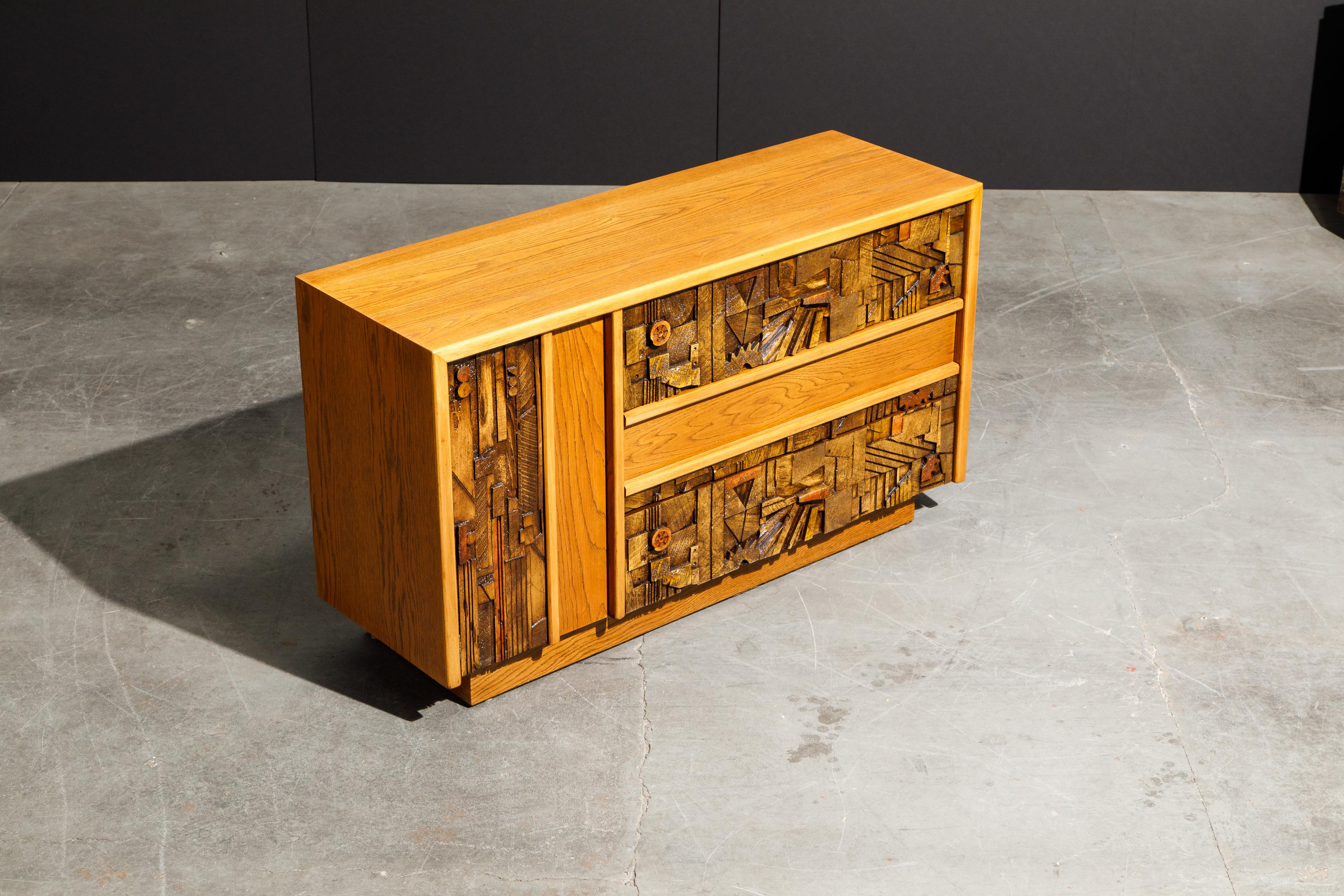 Restored Brutalist Sideboard Credenza Cabinet by Lane Altavista, 1960s, Signed 1