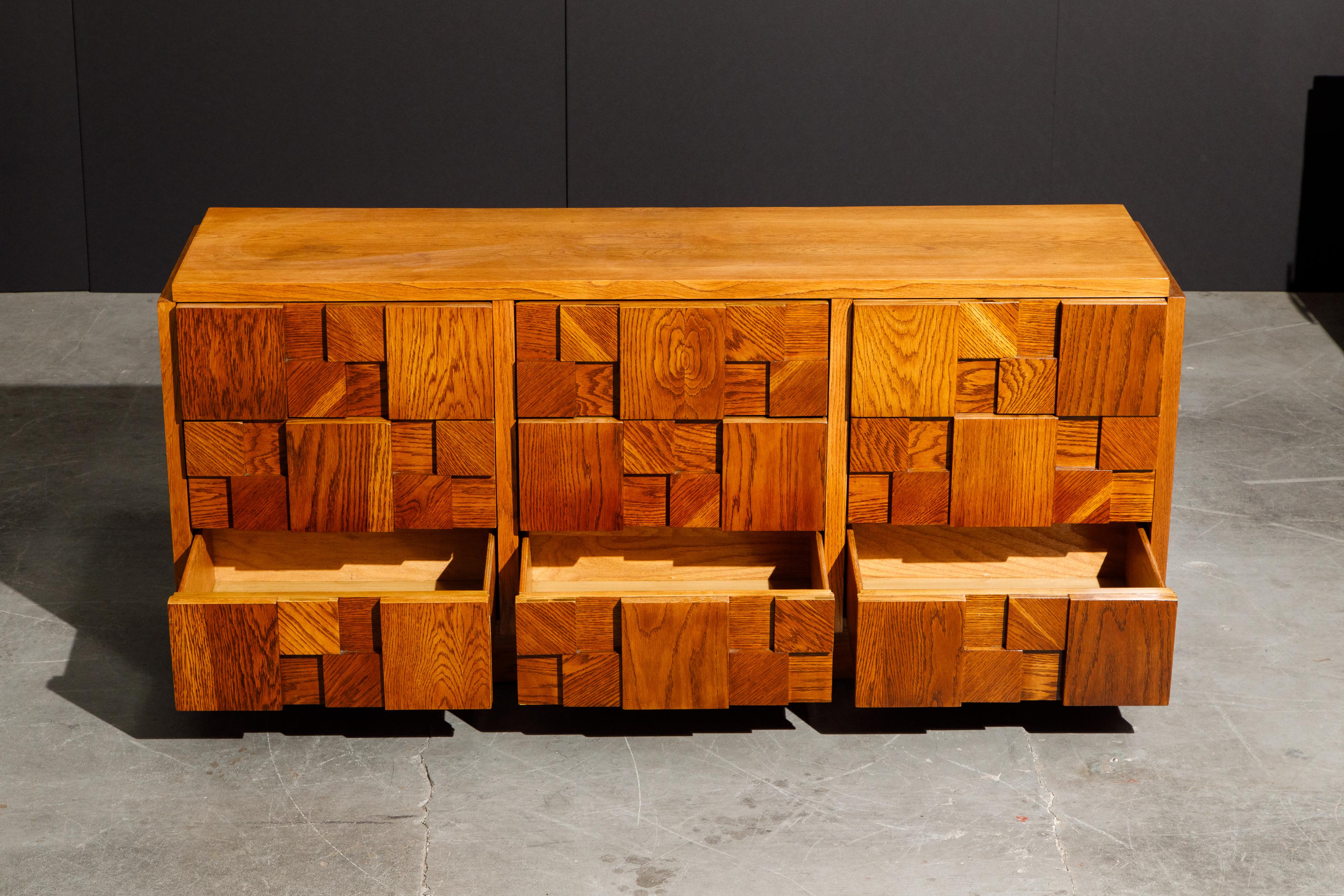 Mid-20th Century Restored Brutalist Six-Drawer Dresser Cabinet by Lane Altavista, 1960s, Signed