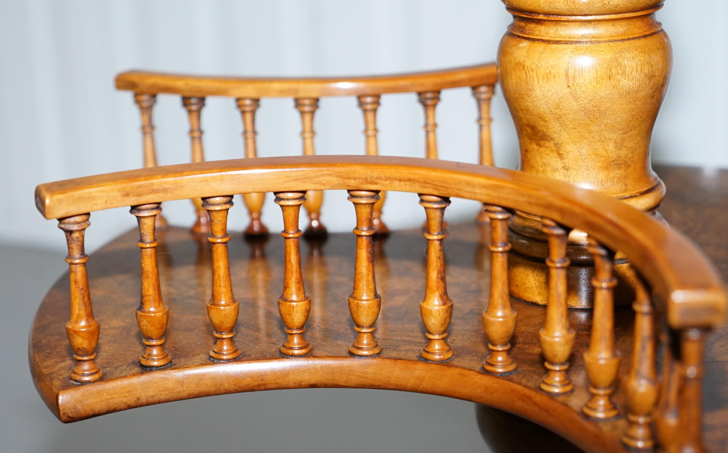 Restored Burr Walnut Victorian Revolving Bookcase Side Lamp Table Gallery Rail 7