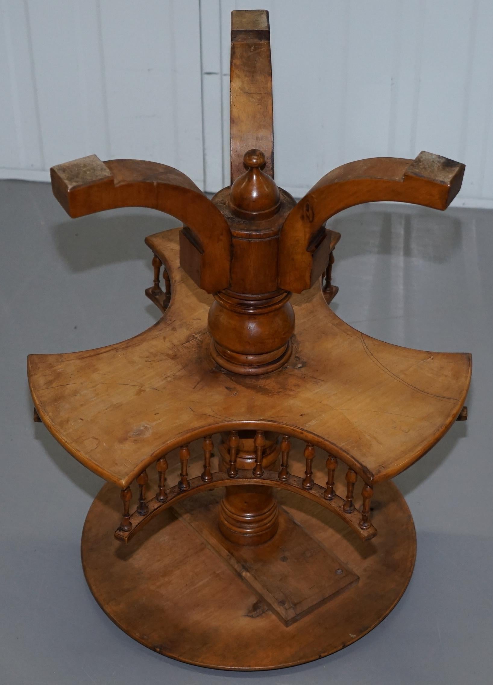 Restored Burr Walnut Victorian Revolving Bookcase Side Lamp Table Gallery Rail 10