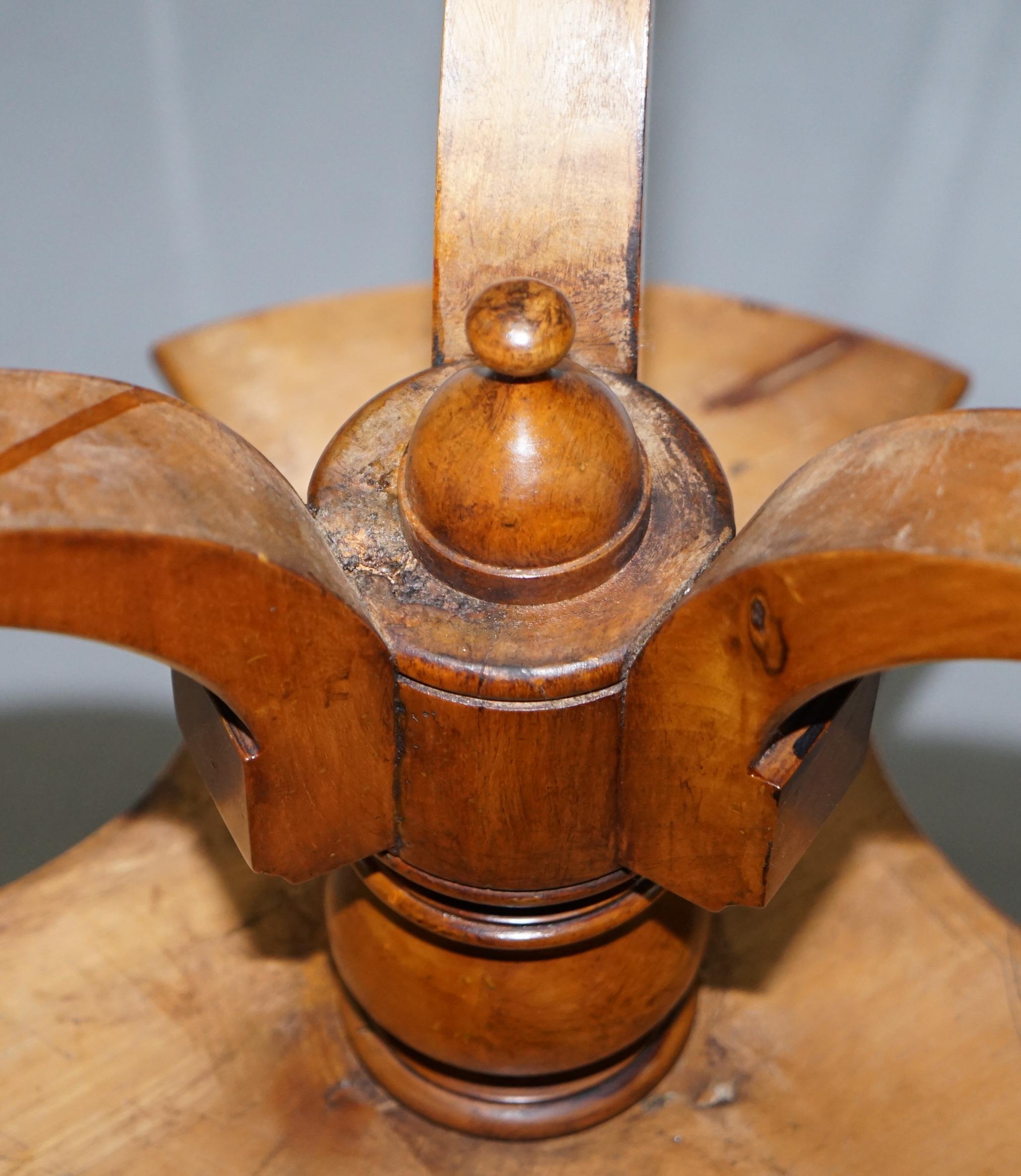 Restored Burr Walnut Victorian Revolving Bookcase Side Lamp Table Gallery Rail 13