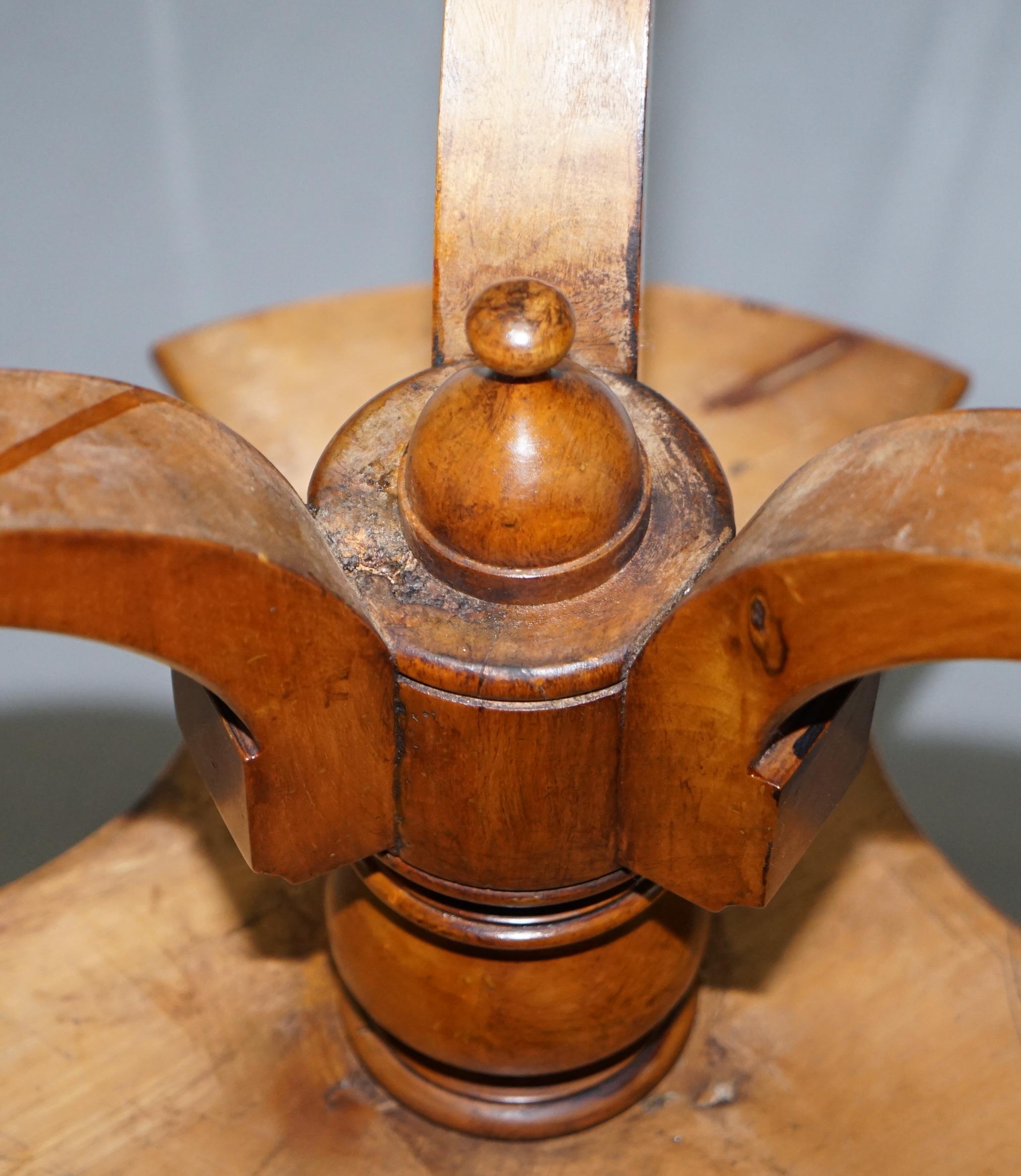 Restored Burr Walnut Victorian Revolving Bookcase Side Lamp Table Gallery Rail 12