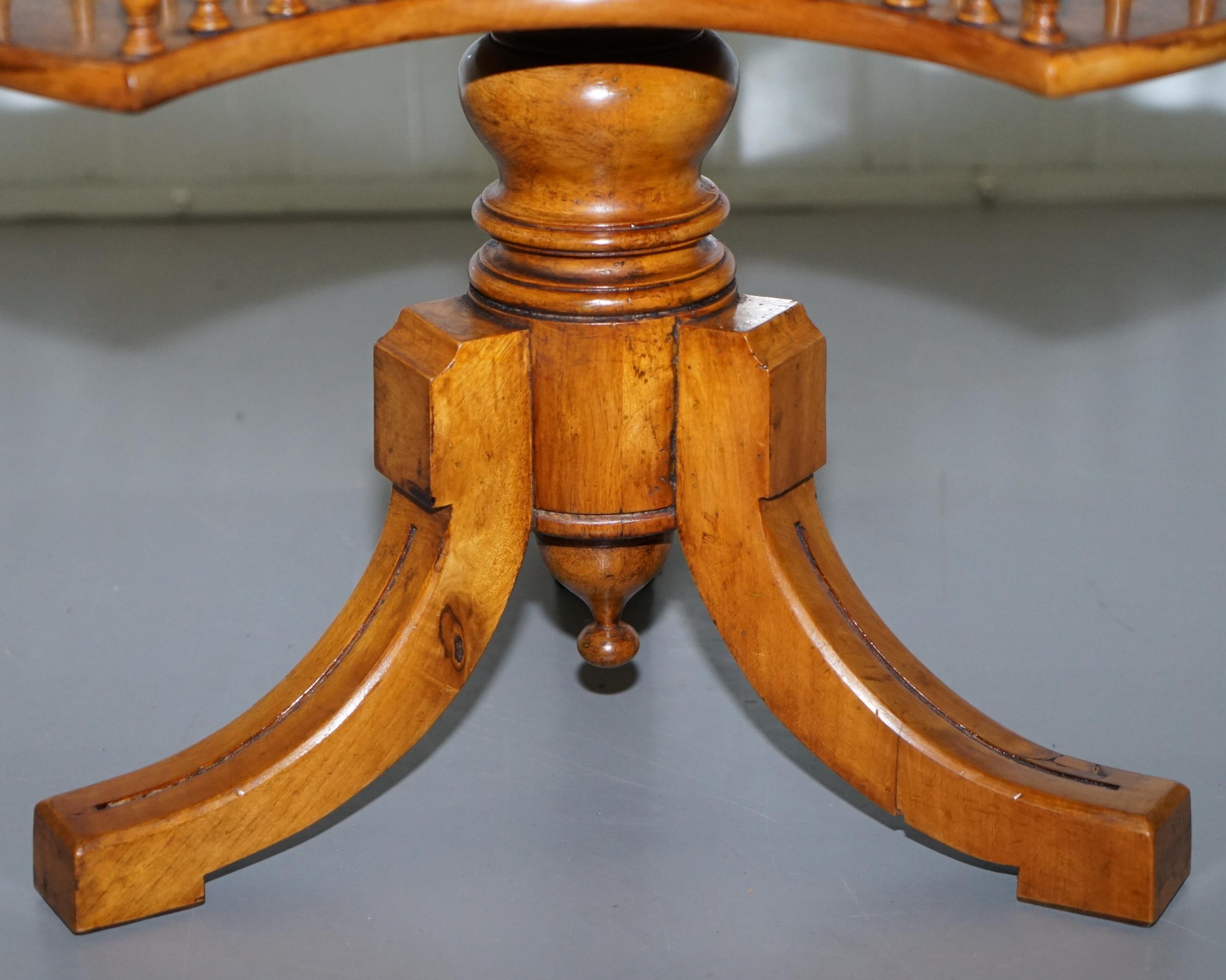 Restored Burr Walnut Victorian Revolving Bookcase Side Lamp Table Gallery Rail 3