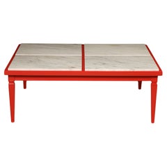 Restaurierter Couchtisch aus Carrara-Marmor von Maison Jansen, ca. 1940er Jahre, signiert