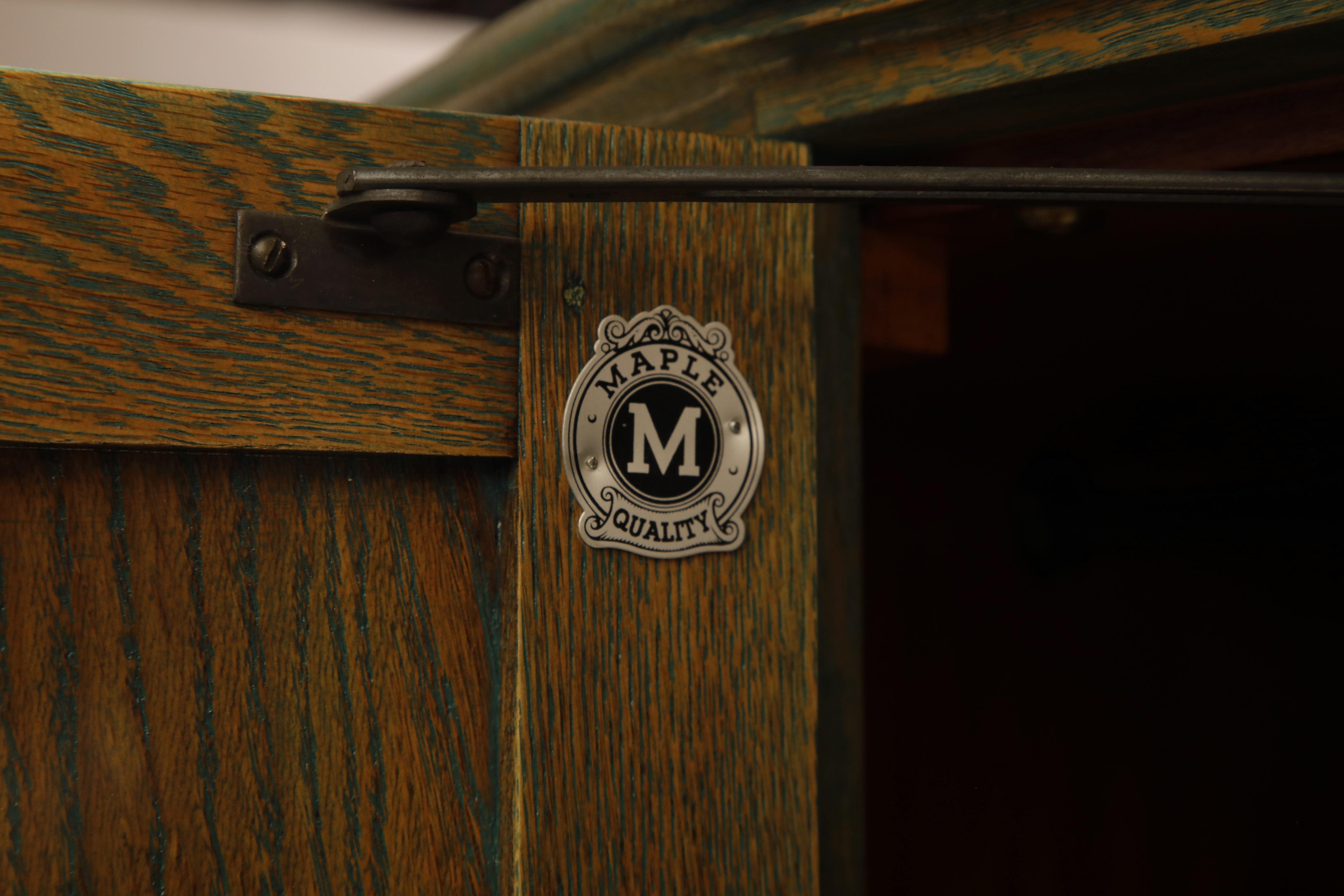 Armario de roble cerámico restaurado y envejecido de Maple & Co Londres, firmado 6