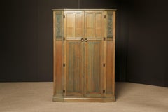 Restored Cerused & Antiqued Oak Armoire Cabinet by Maple & Co London, Signed