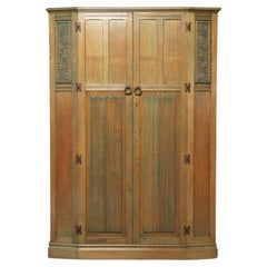 Restored Cerused & Antiqued Oak Armoire Cabinet by Maple & Co London, Signed