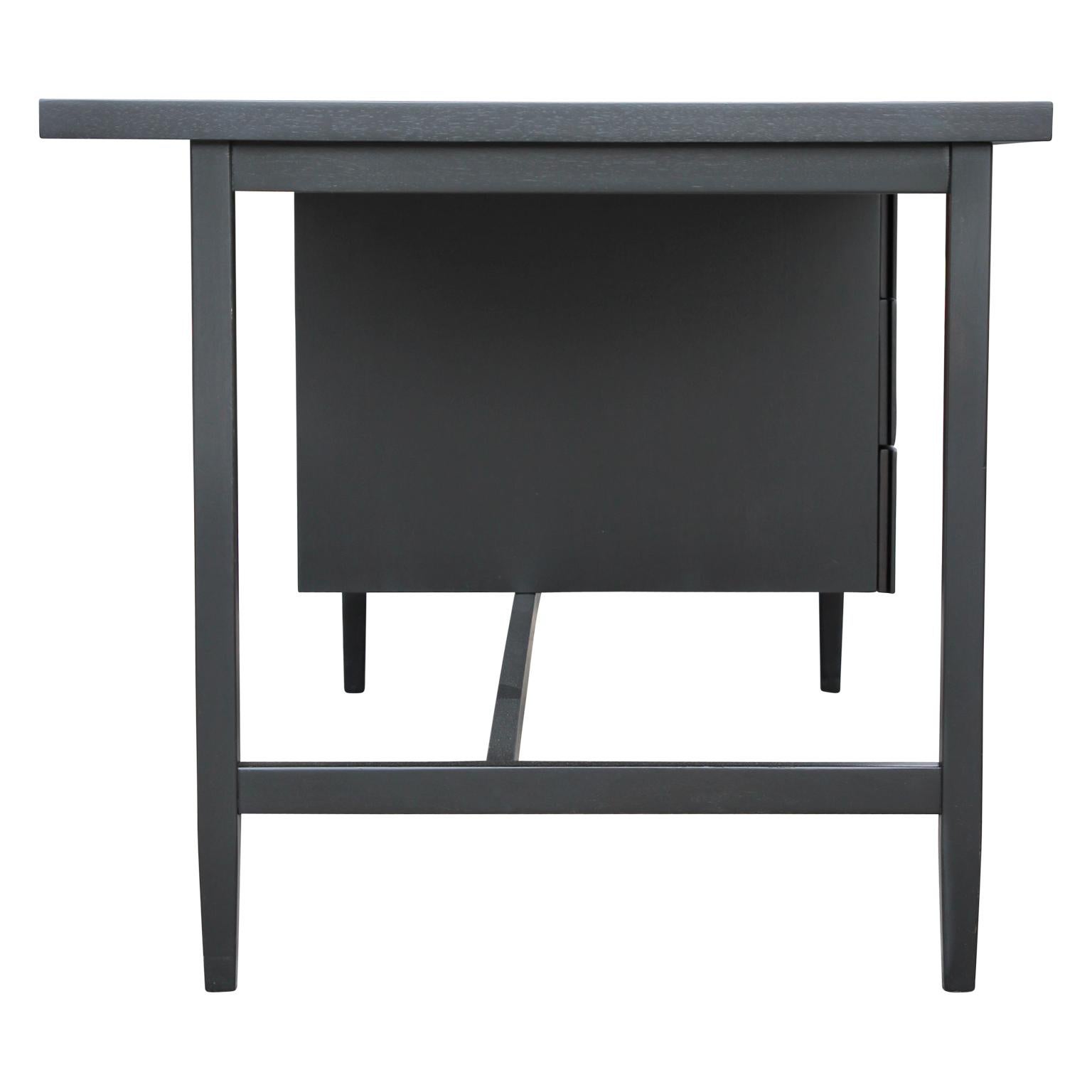 North American Restored Charcoal Black Mid-Century Modern Knoll Desk
