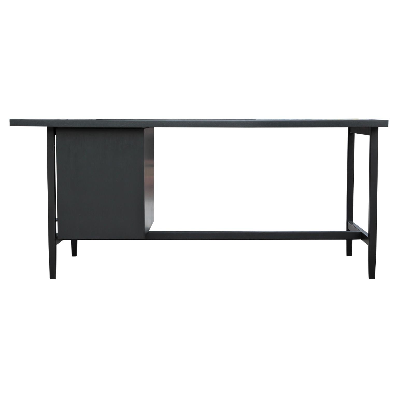 Mid-20th Century Restored Charcoal Black Mid-Century Modern Knoll Desk