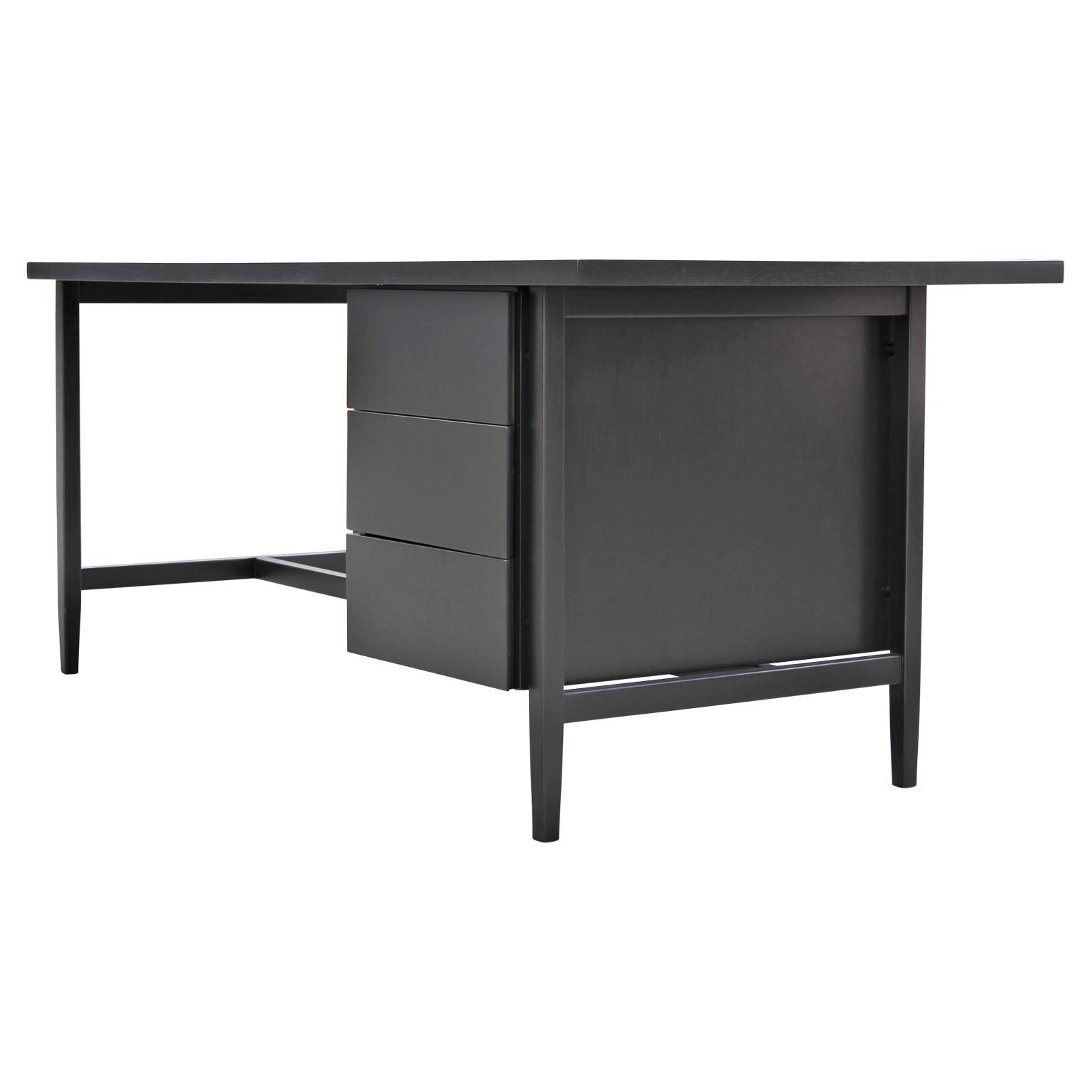 Restored Charcoal Black Mid-Century Modern Knoll Desk 1