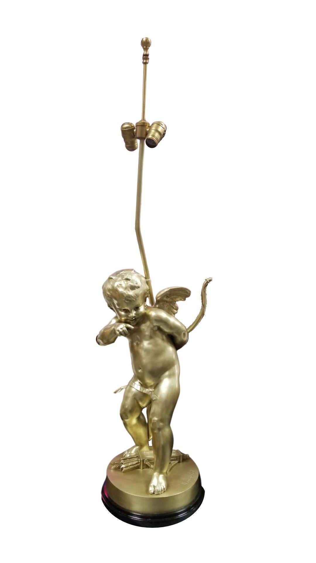 Solid bronze statue lamp 