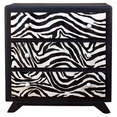 Retro Restored Chest Of Drawers With Zebra Tapestry  20th Century 