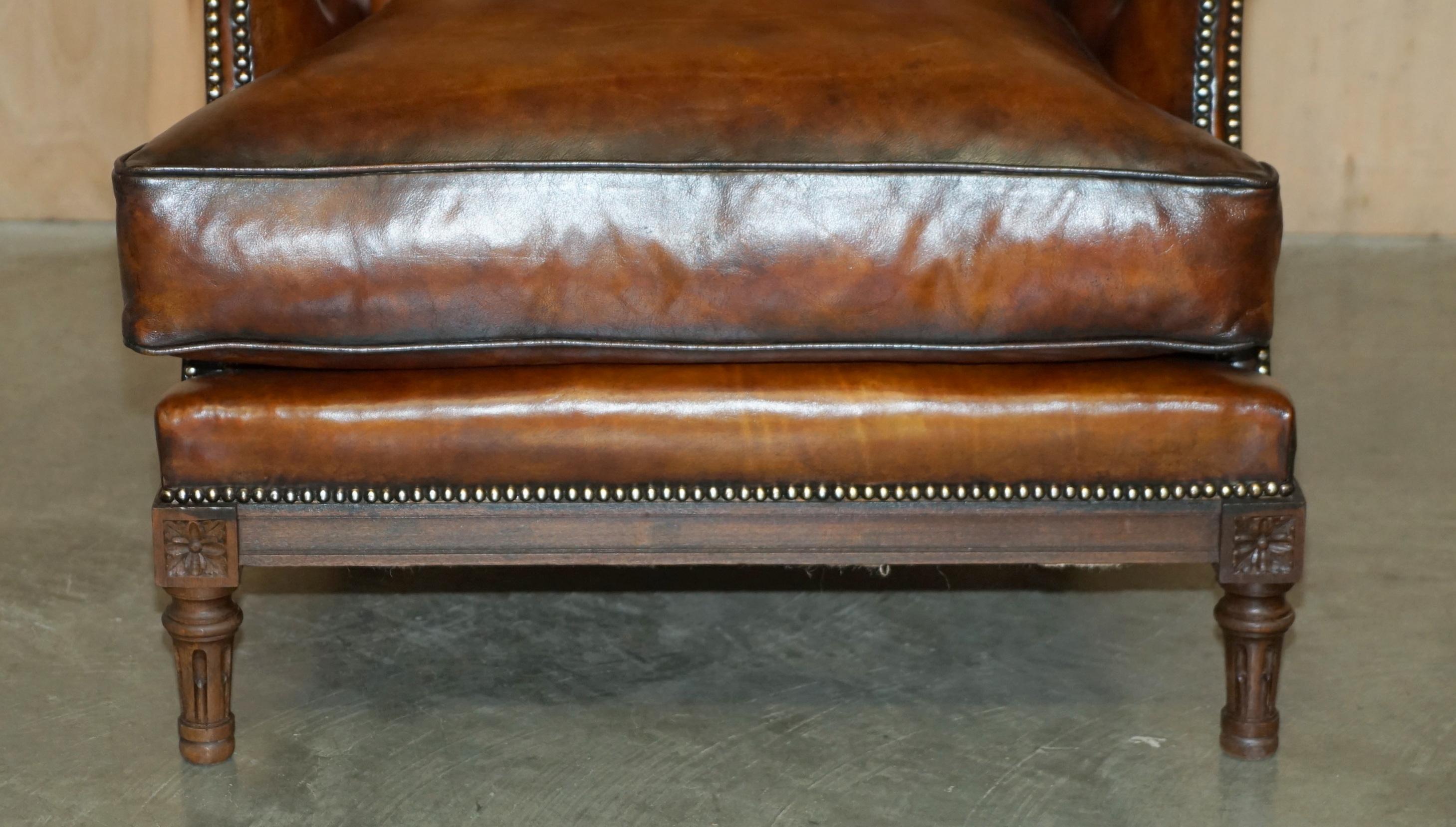 RESTORED CHESTERFIELD TUFTED HAND DYED BROWN LEATHER LIBRARY RECLINER ARMCHAiR im Angebot 2