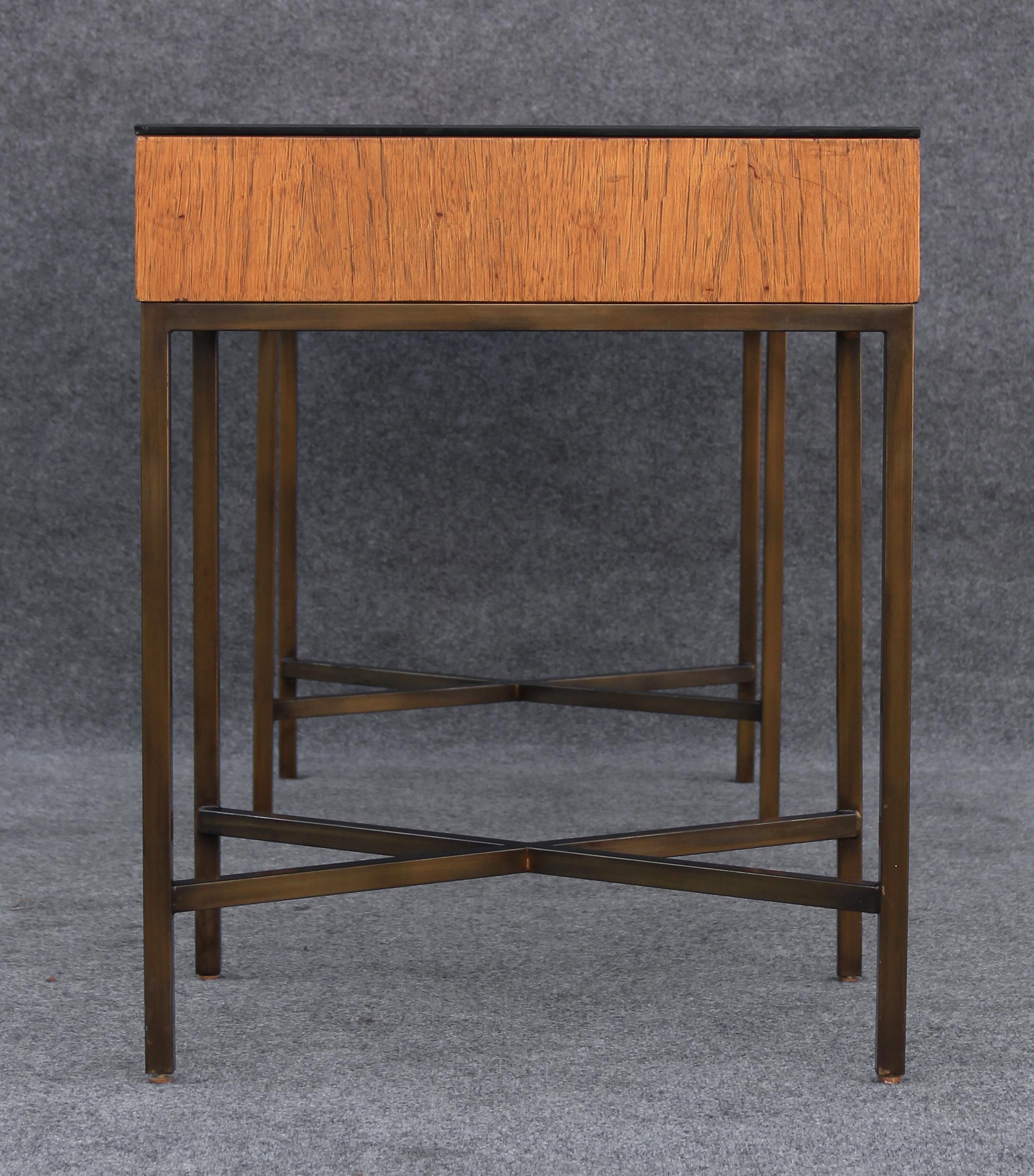 Restored Chestnut & Bronze 4-Drawer Large Desk by Jack Cartwright for Founders For Sale 3